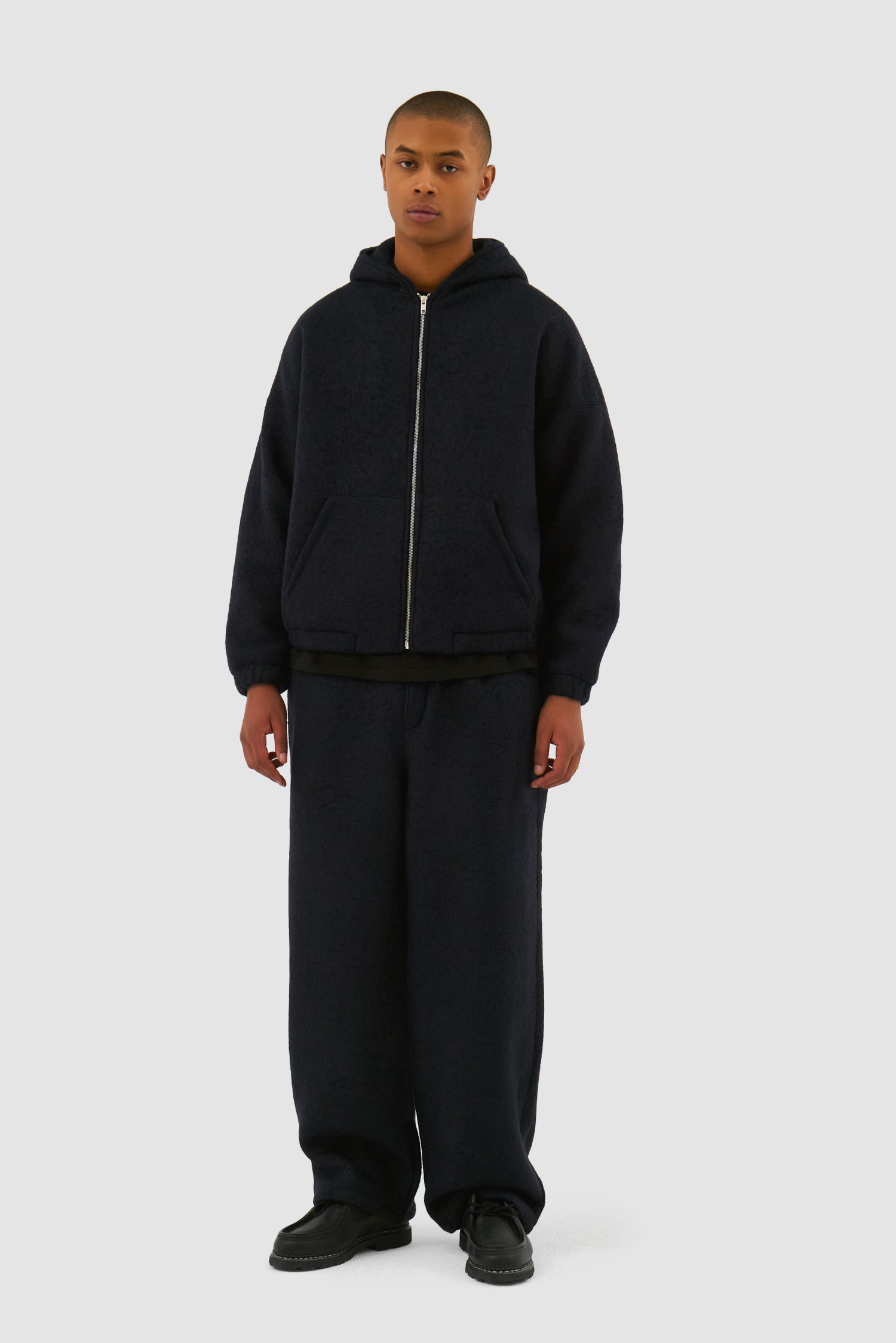 Pantalon en laine bouillie - Marine