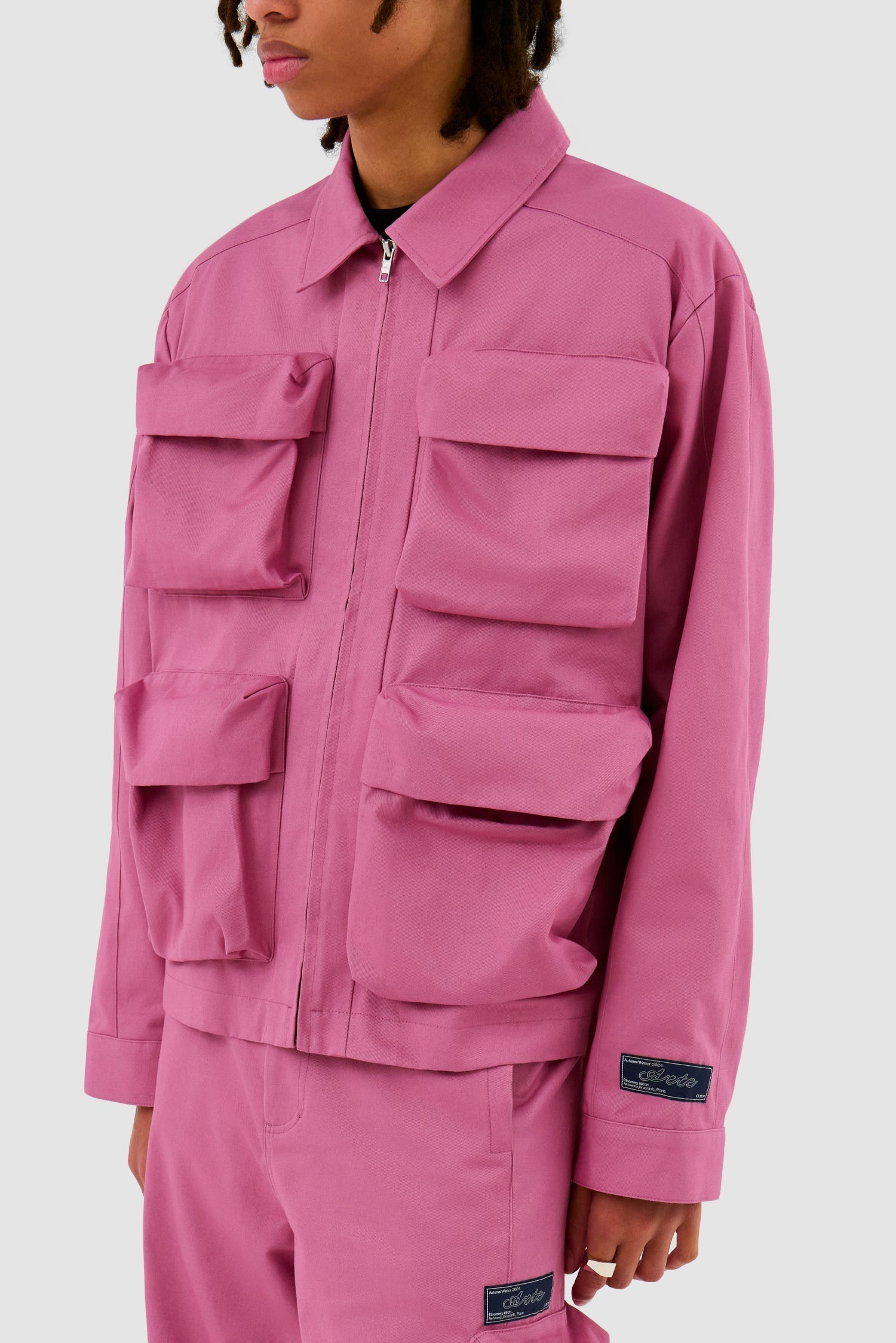 Veste en coton à poches 3D - Rose