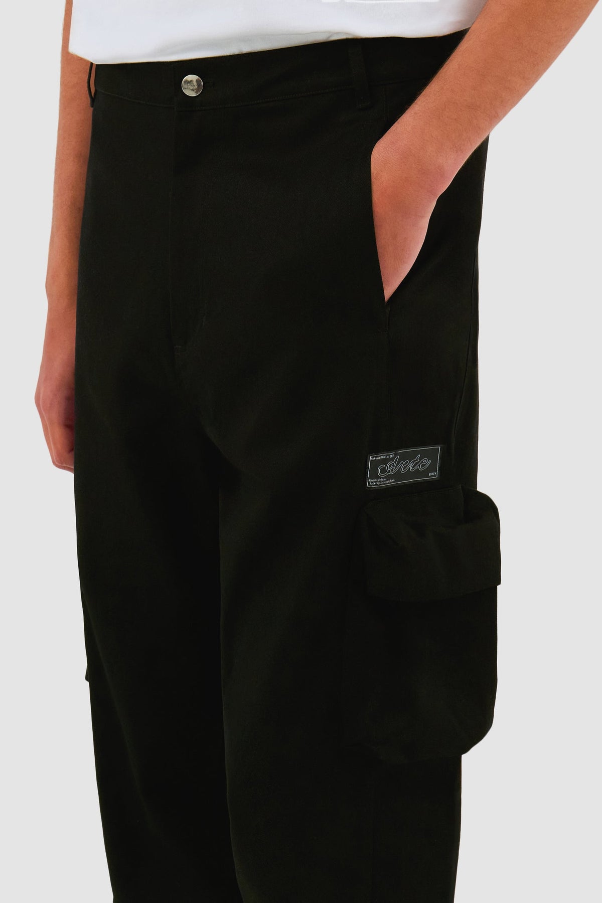 Pantalon en coton à poches 3D - Noir