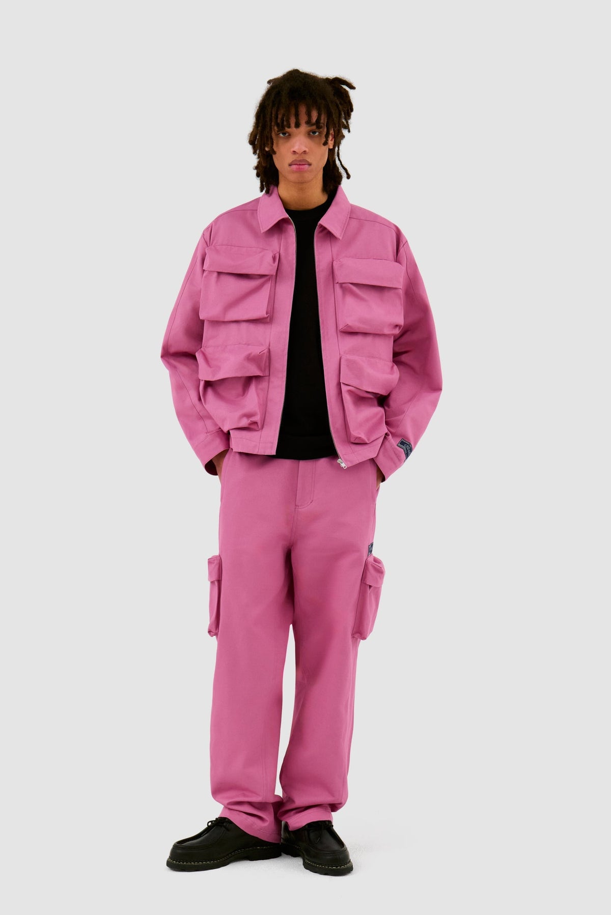 Pantalon en coton à poches 3D - Rose