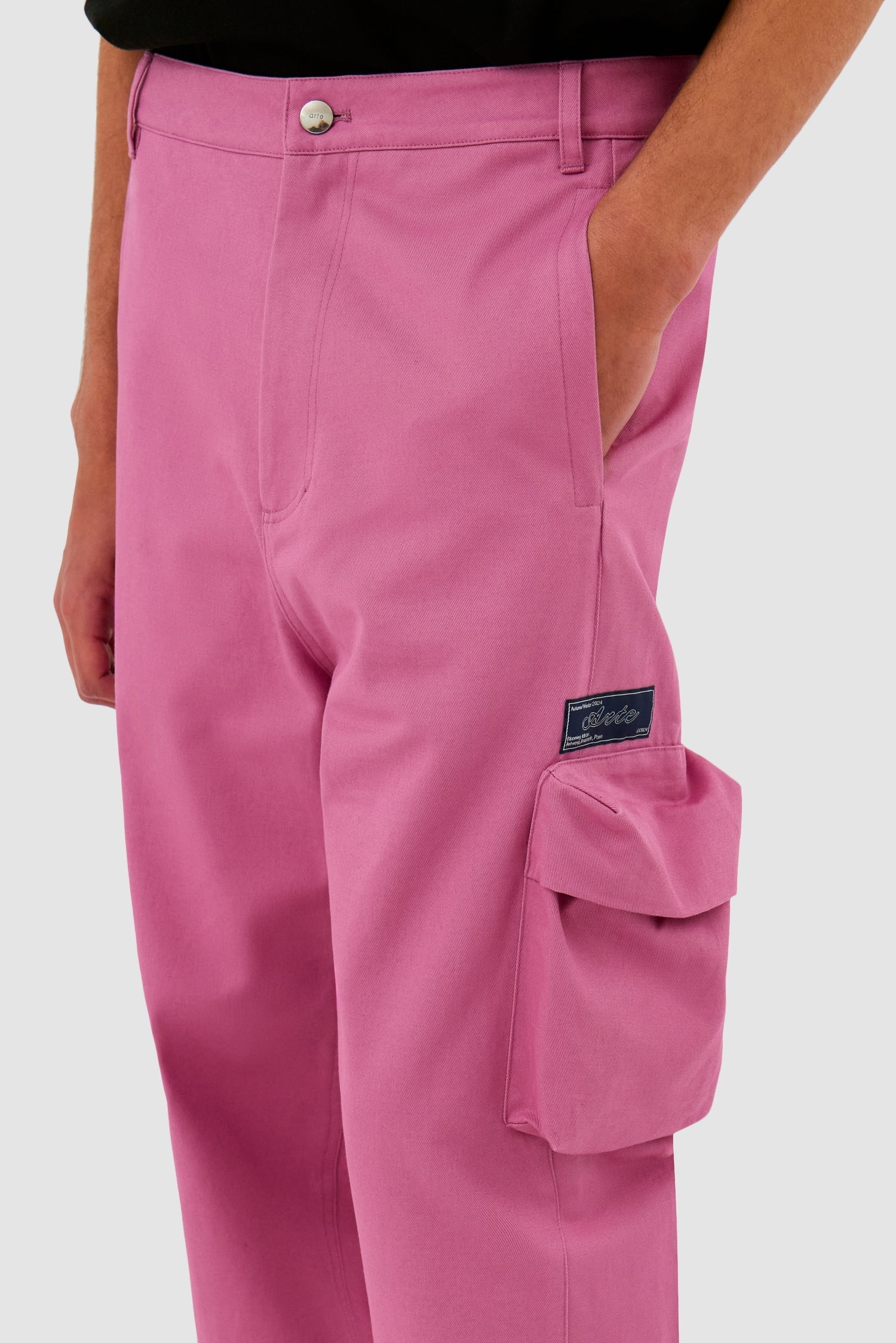 Pantalon en coton à poches 3D - Rose