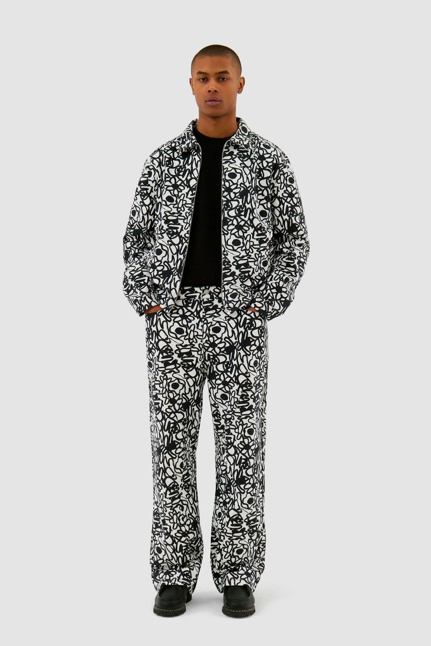 Pantalon Allover Flowers - Noir/Blanc