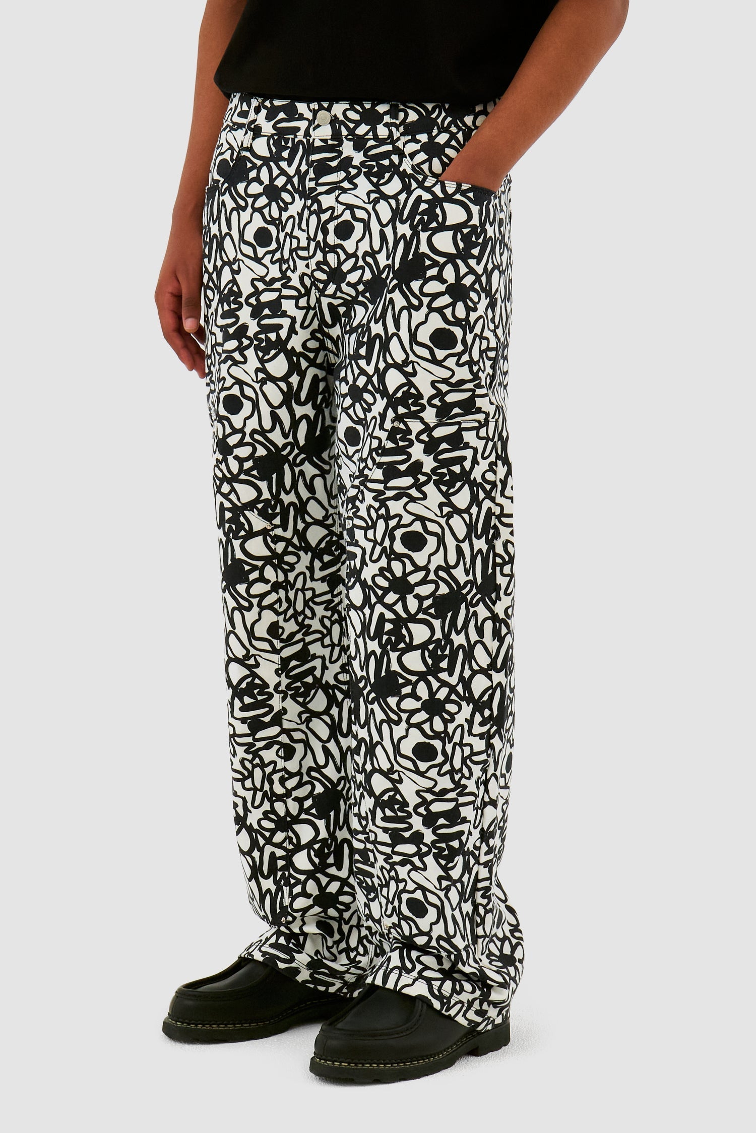 Pantalon Allover Flowers - Noir/Blanc
