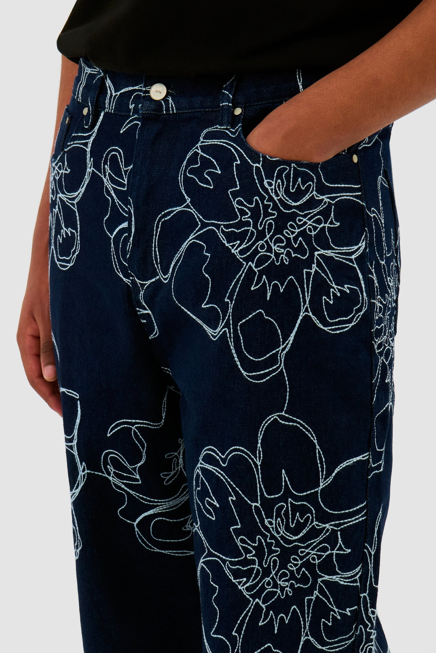 Pantalon à points de fleurs - Marine