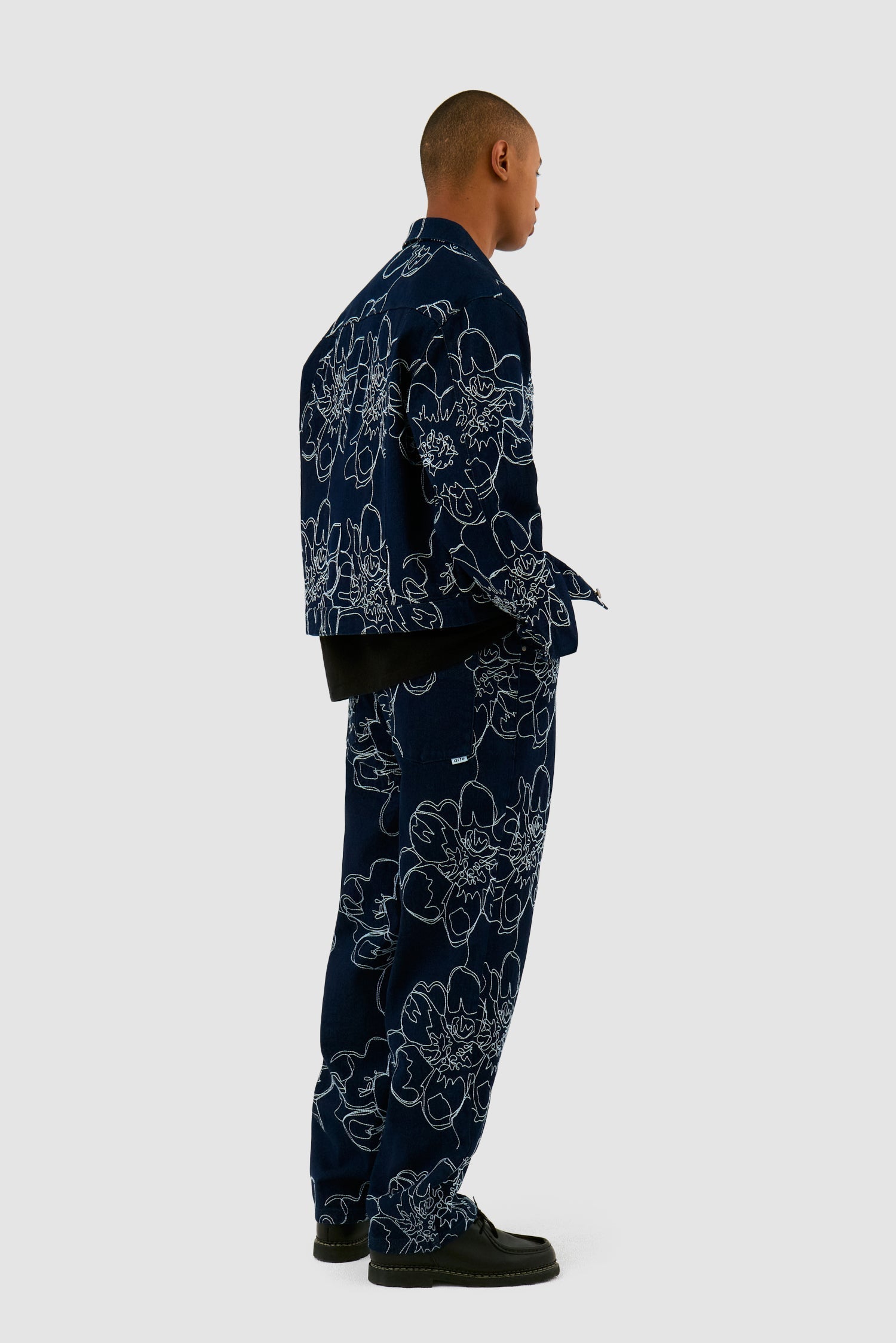 Pantalon à points de fleurs - Marine