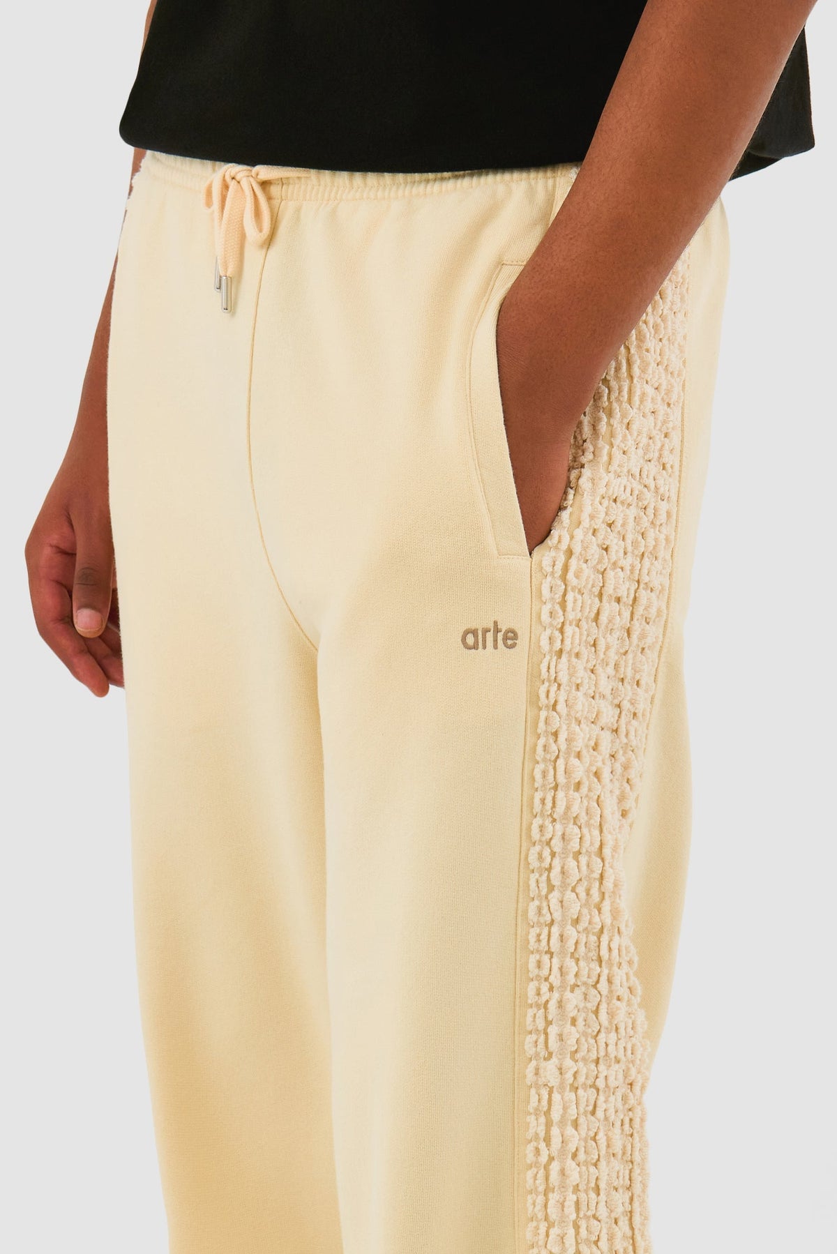 Pantalon à bandes fleuries - Crème