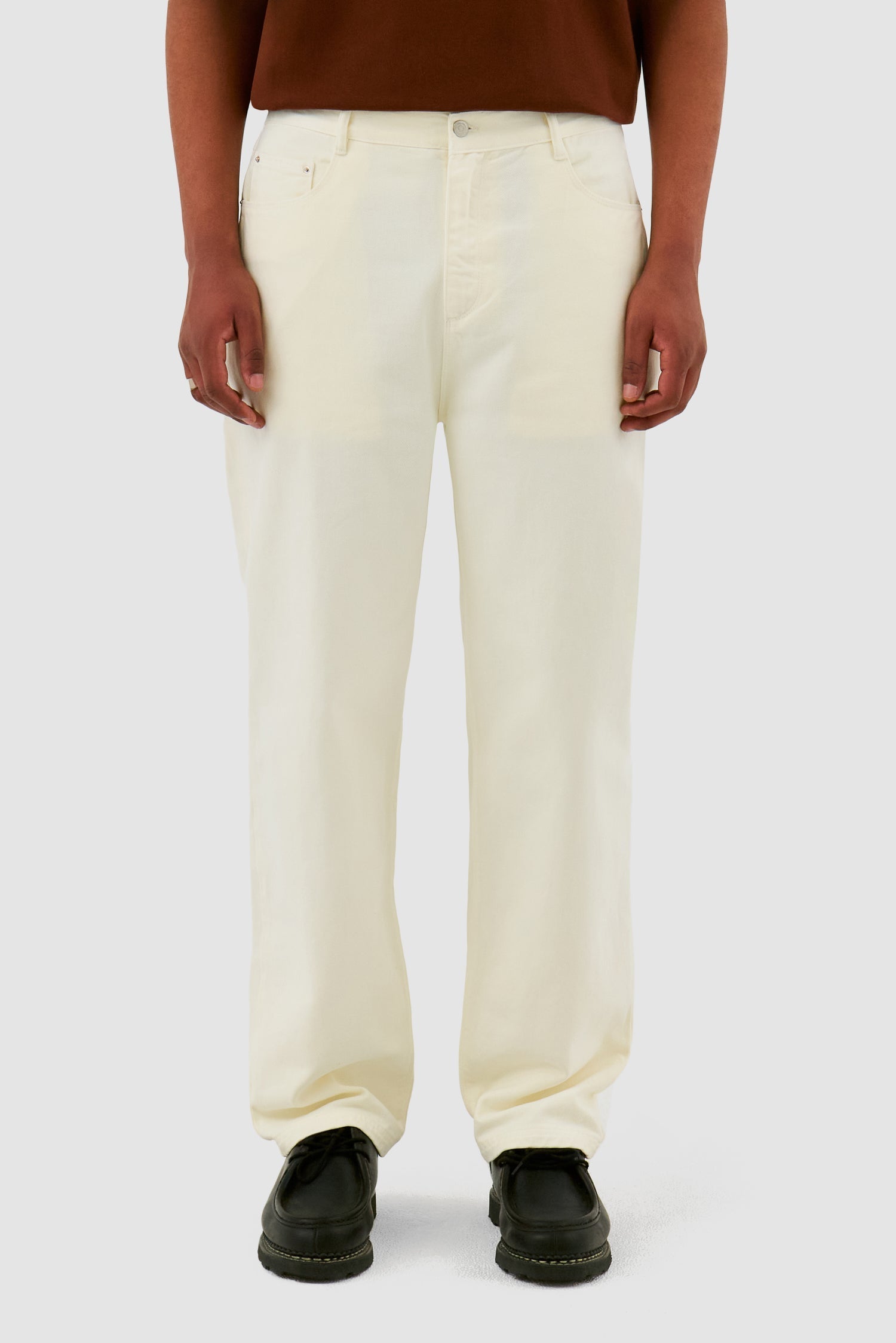 Pantalon à poches brodées - Crème