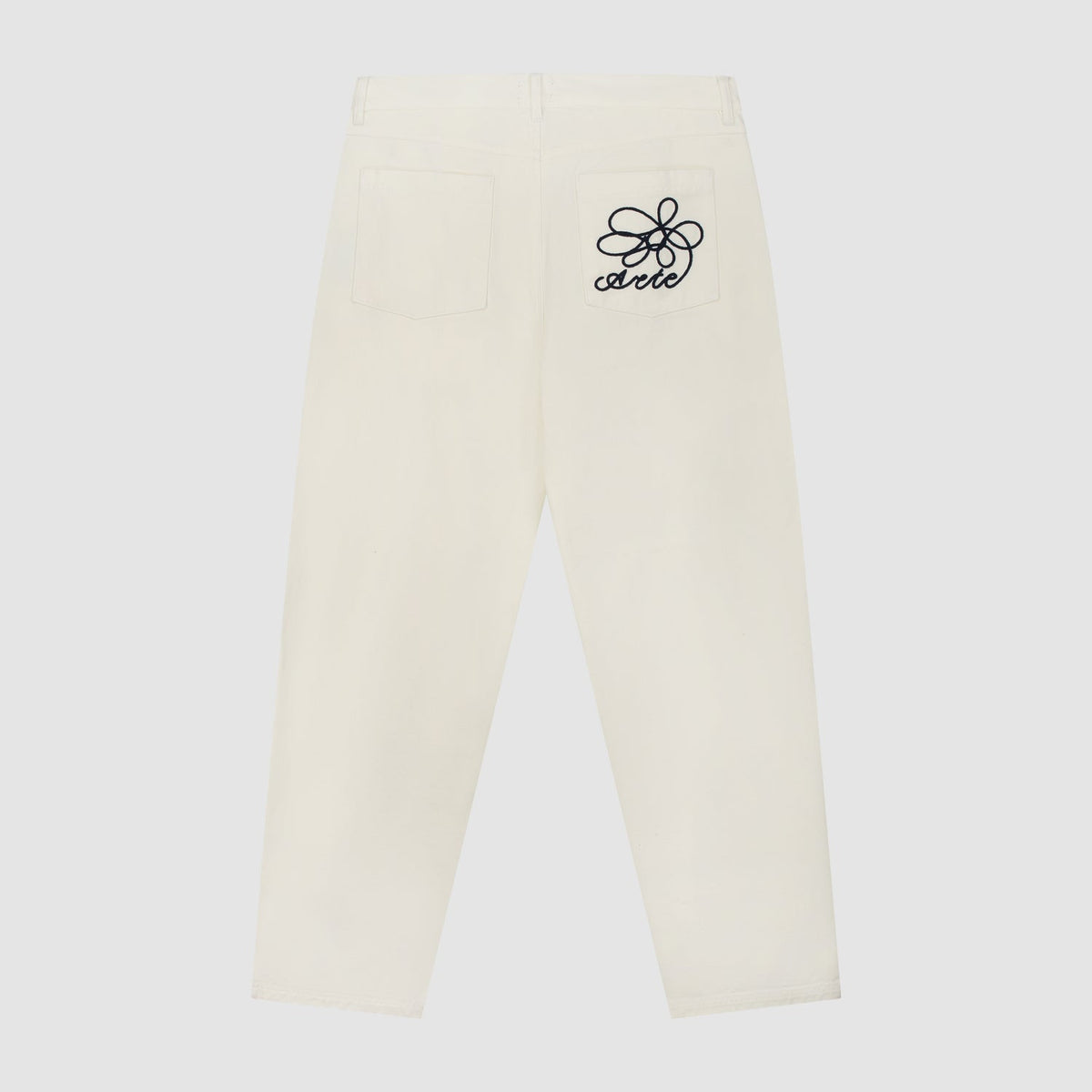 Pantalon à poches brodées - Crème