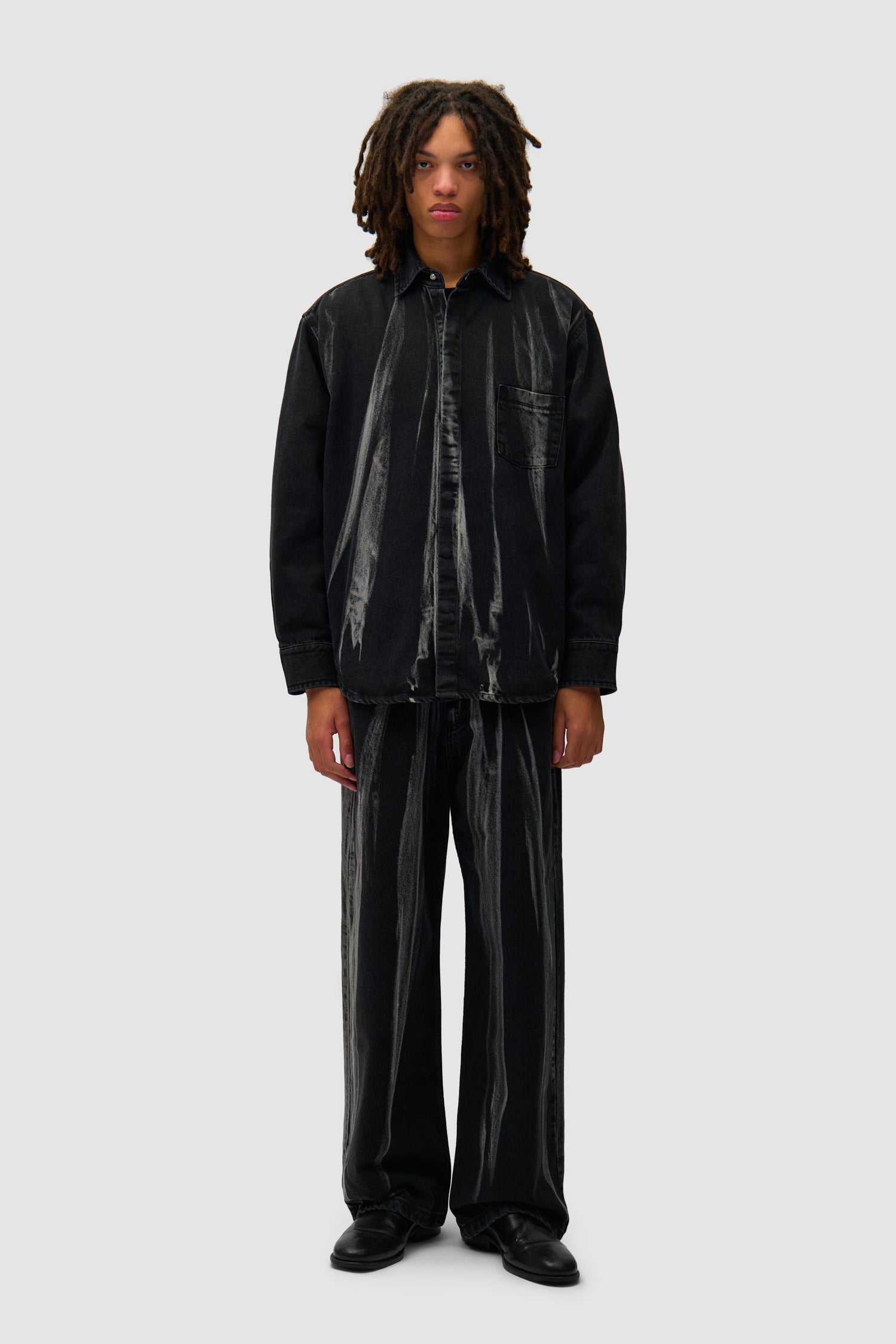 Pantalon en jean délavé - Denim noir