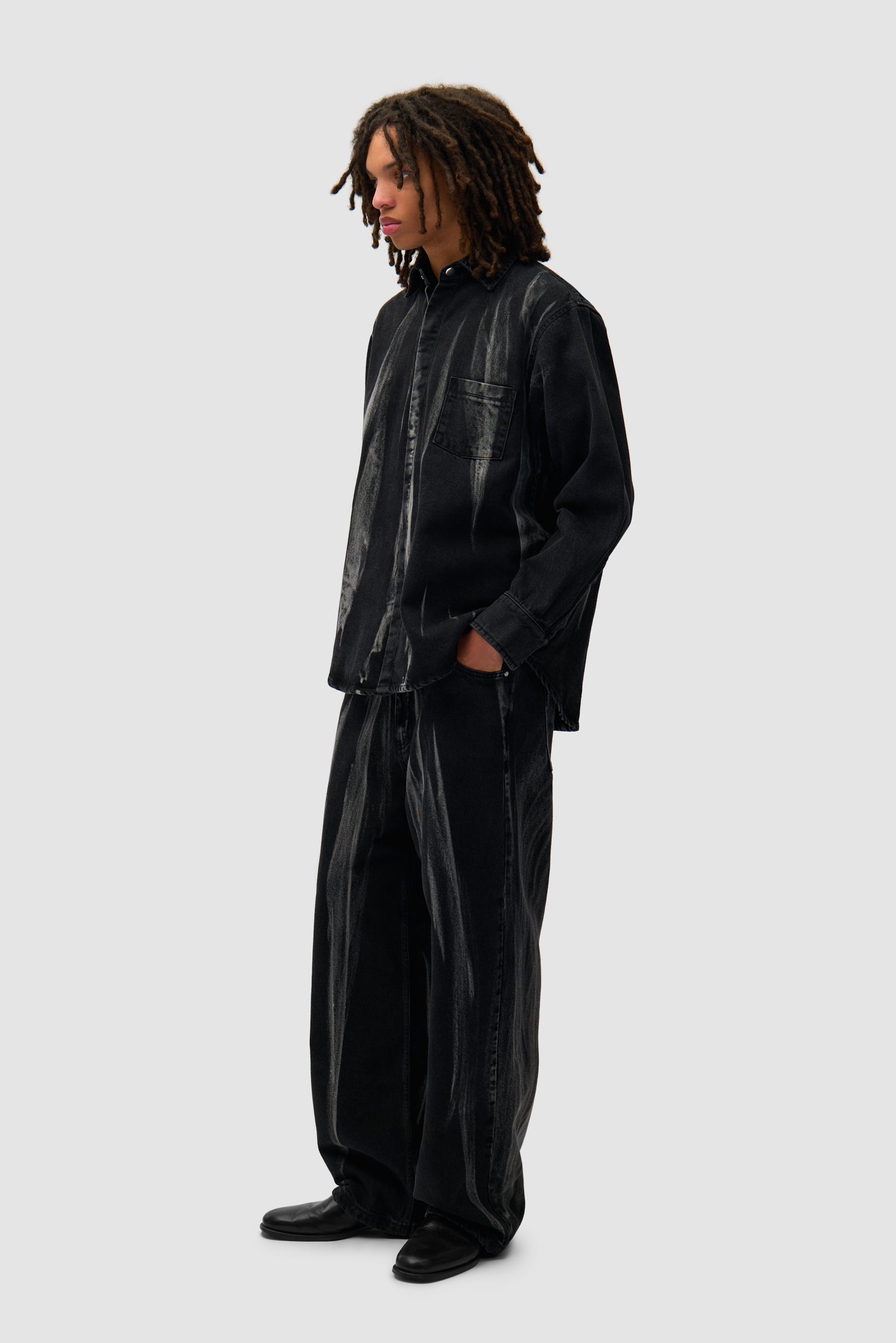 Pantalon en jean délavé - Denim noir