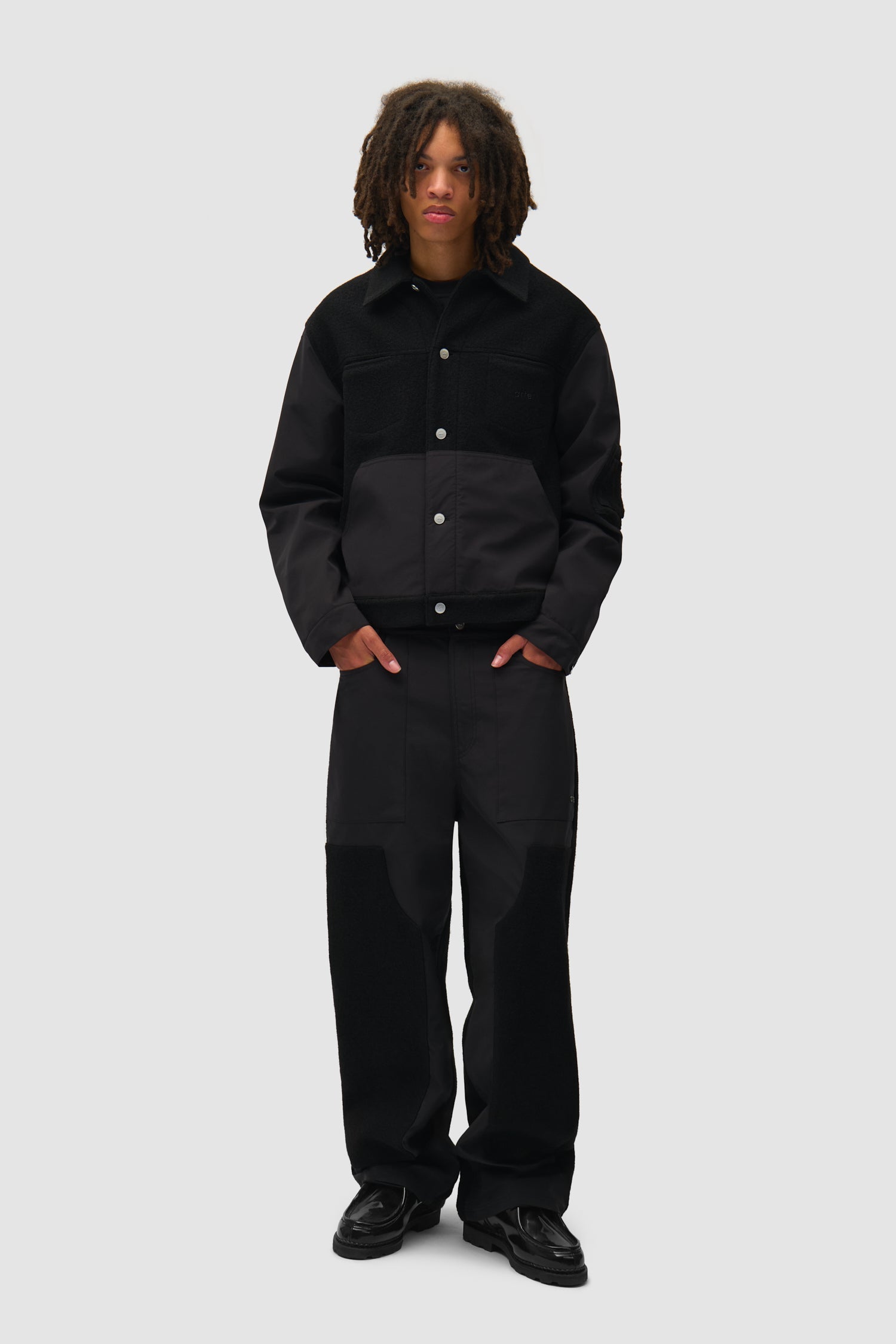 Veste combinée nylon/laine - Noir