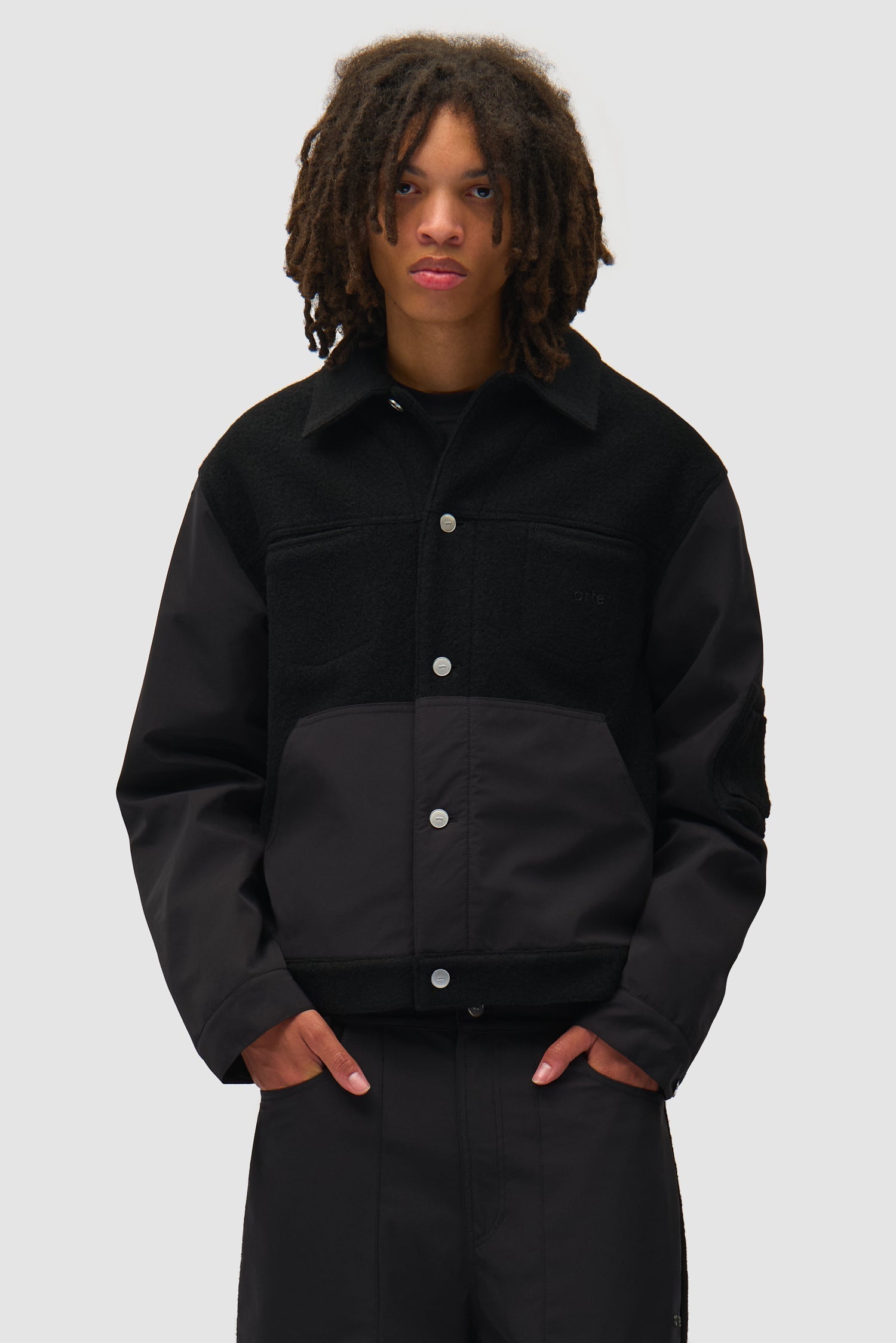 Veste combinée nylon/laine - Noir
