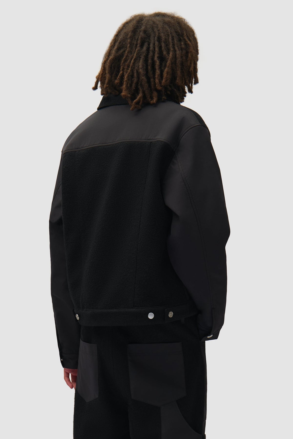 Veste combinée nylon/laine - Noir