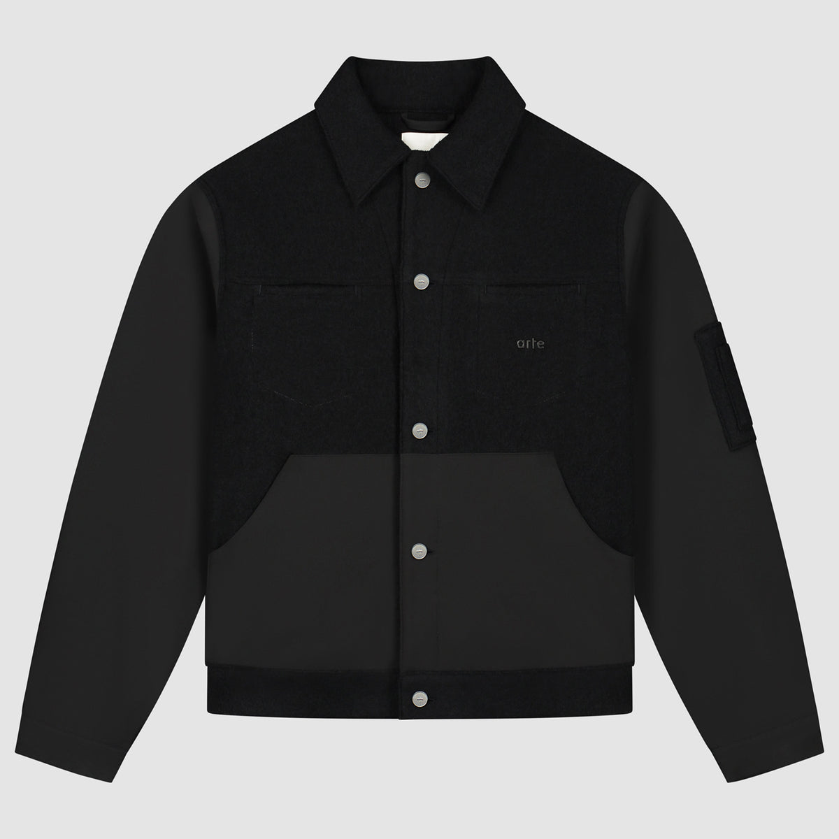 Veste combinée nylon/laine - Noir