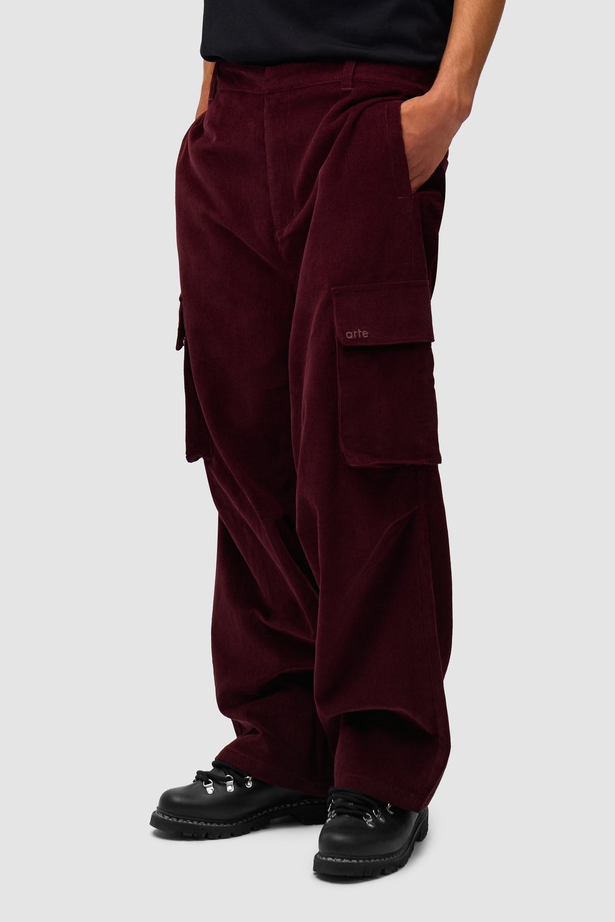 Pantalon cargo en velours côtelé - Bordeaux