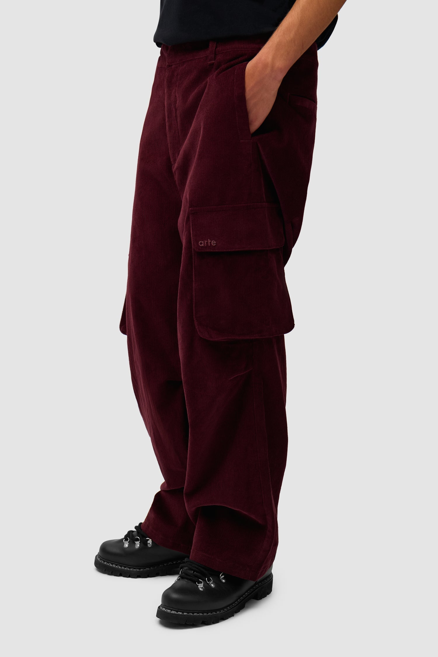 Pantalon cargo en velours côtelé - Bordeaux