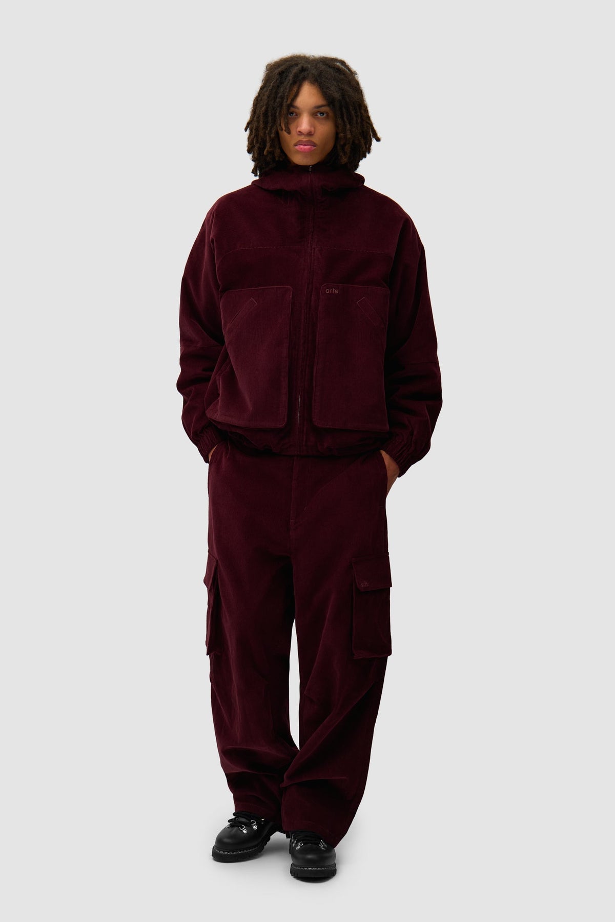 Pantalon cargo en velours côtelé - Bordeaux