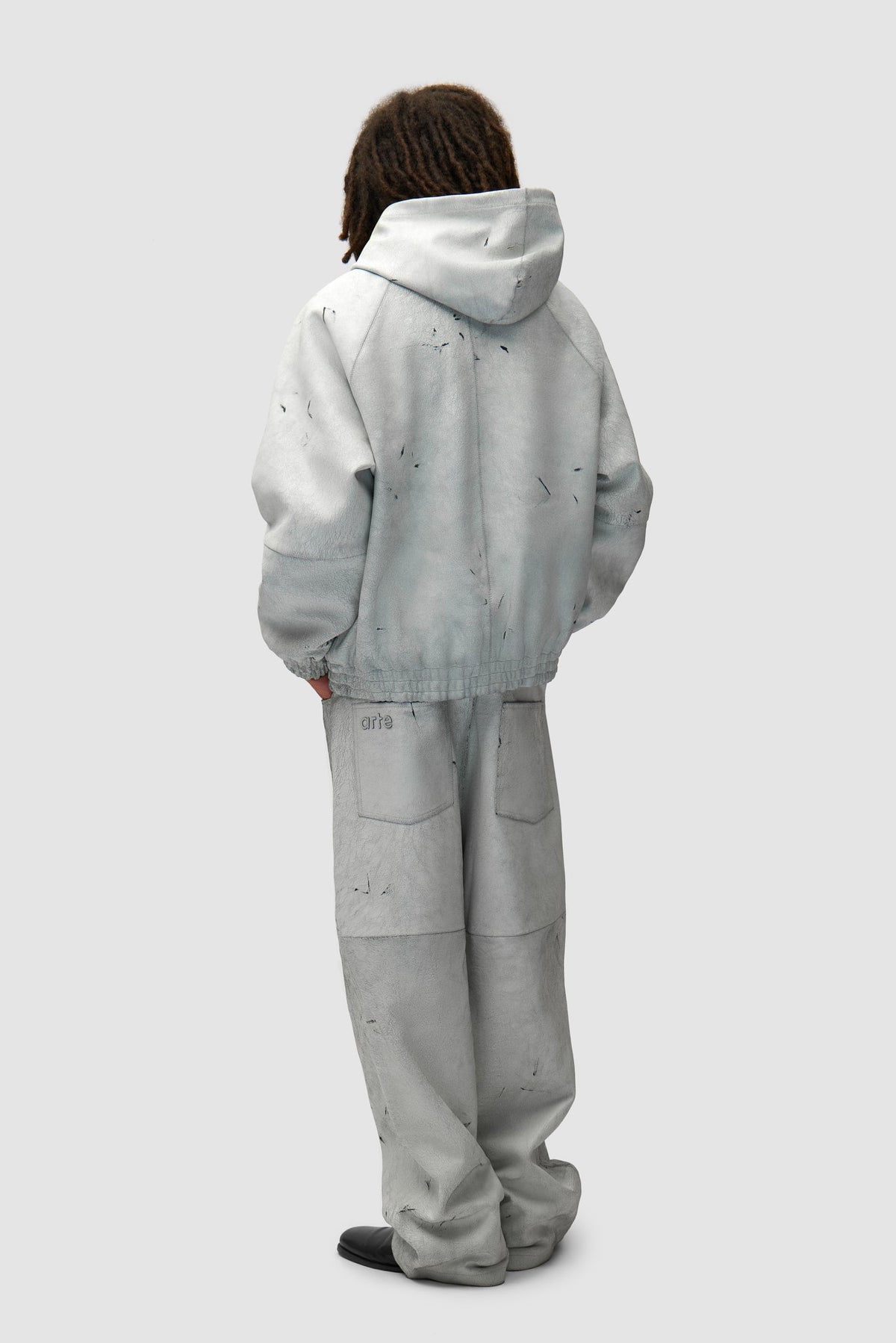 Veste en cuir craquelé - Blanc