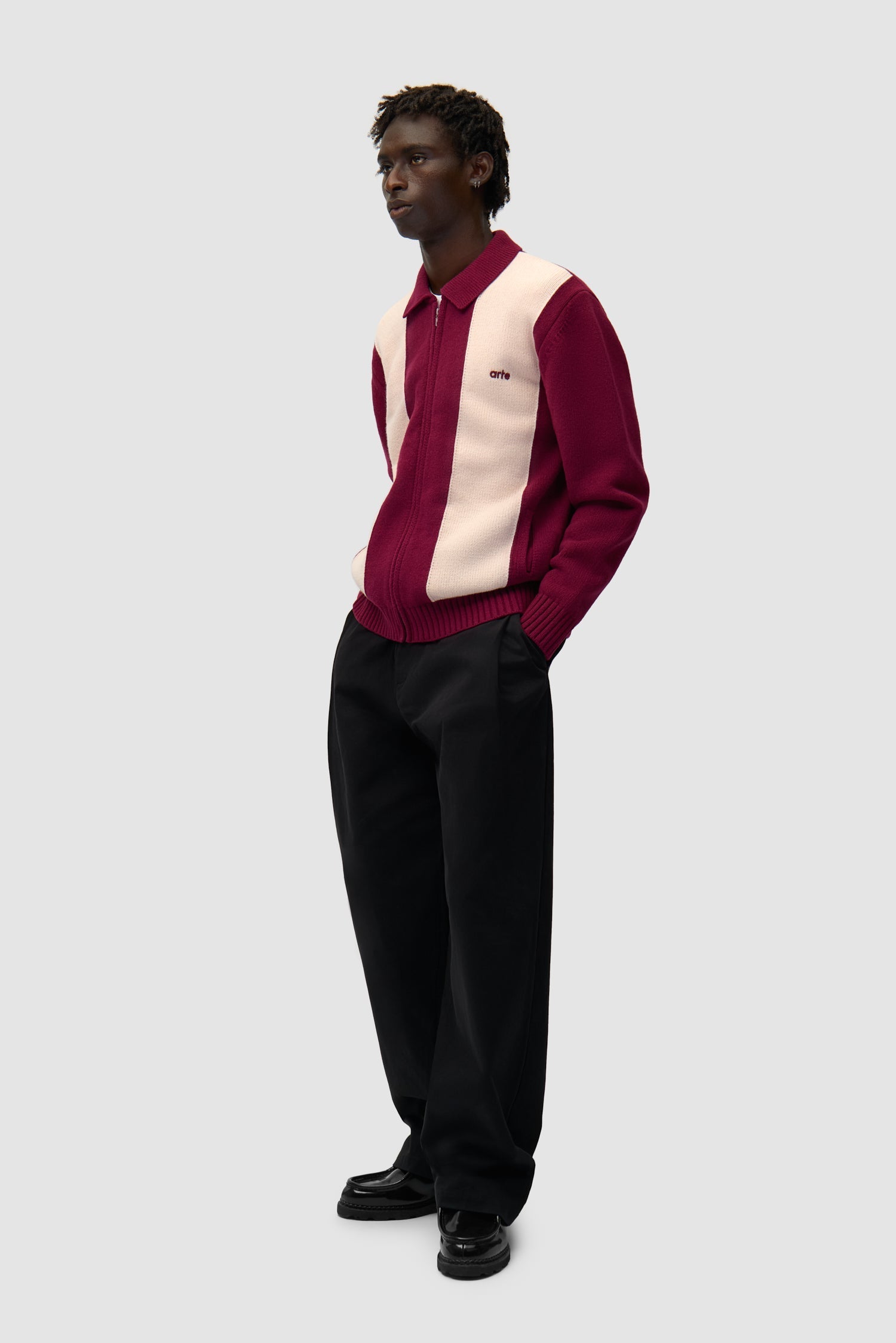 Cardigan - Bordeaux/Crème