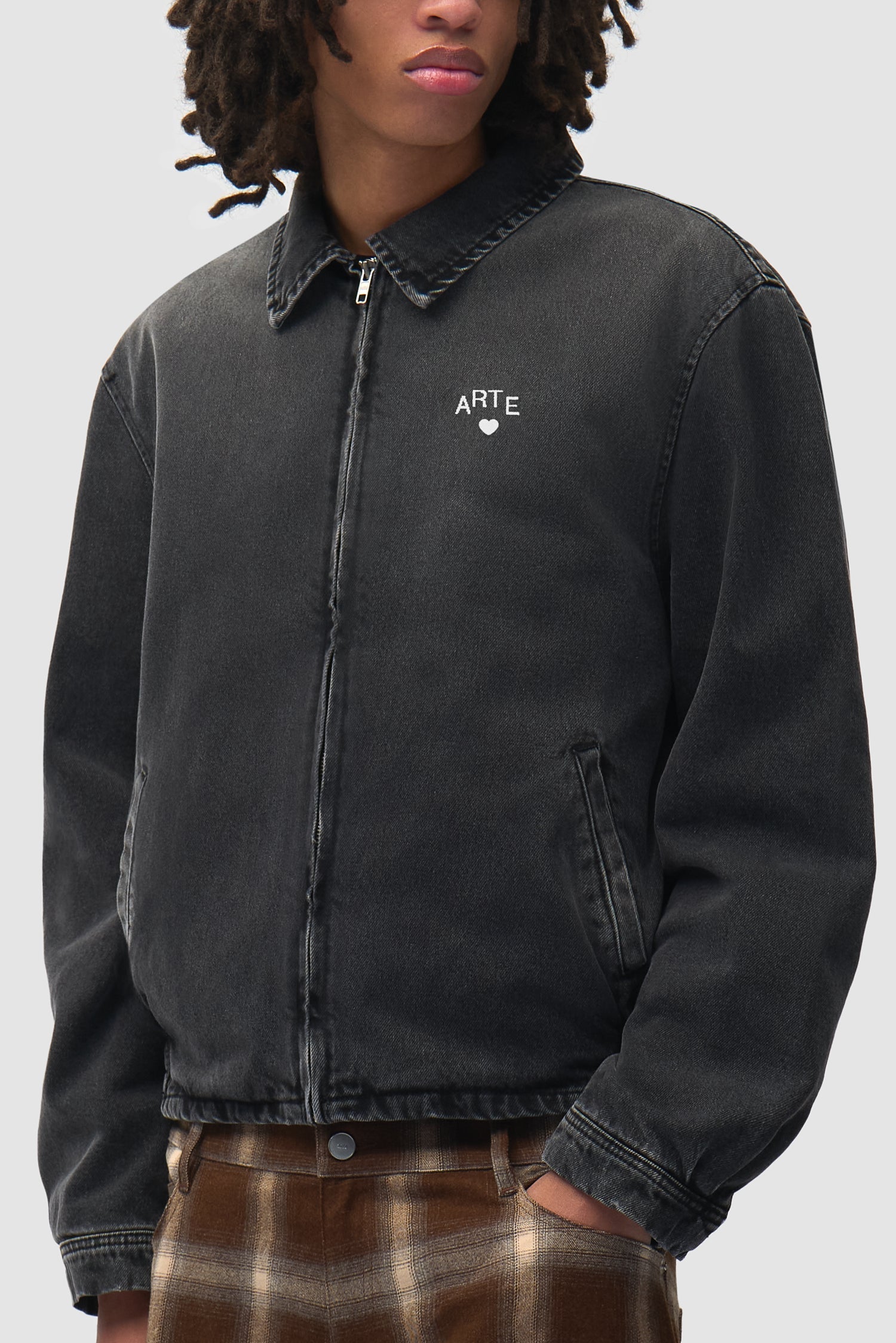 Veste classique en denim délavé - Noir