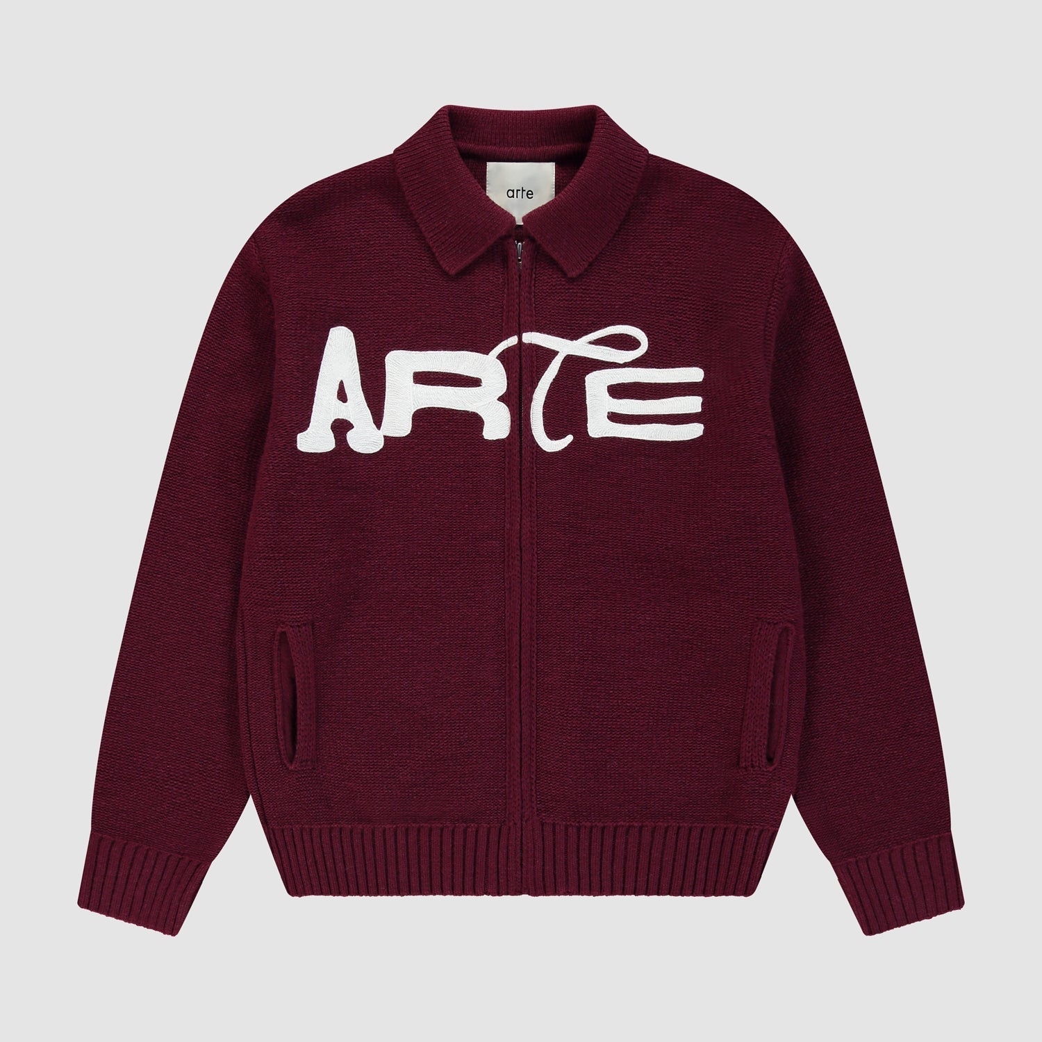 Cardigan zippé à motif pochoir - Bordeaux