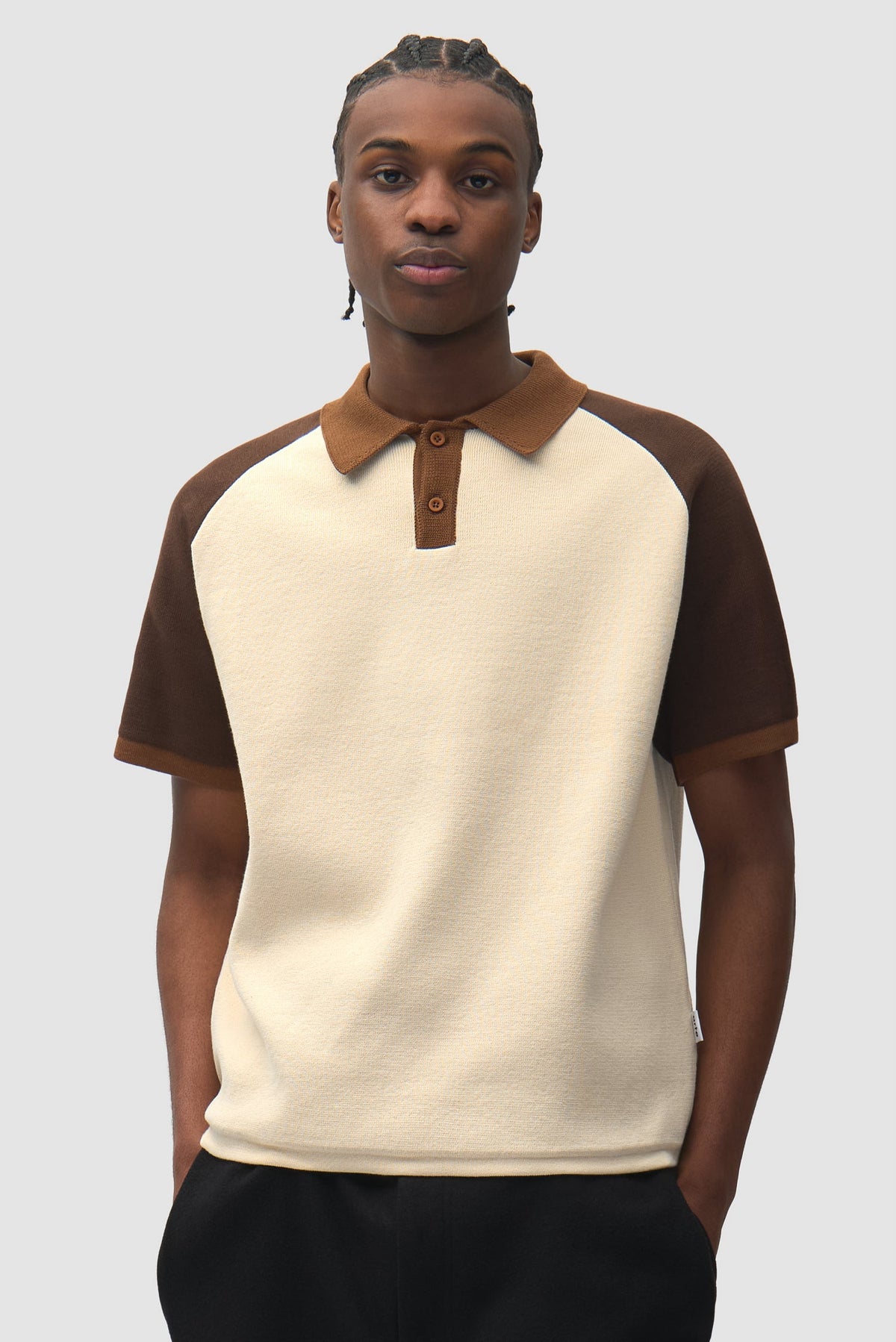 Polo en maille - Marron/Crème