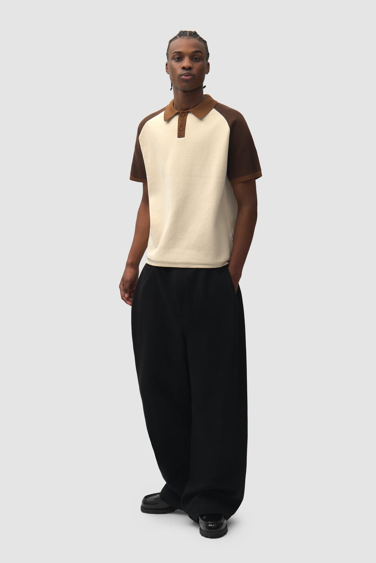 Polo en maille - Marron/Crème
