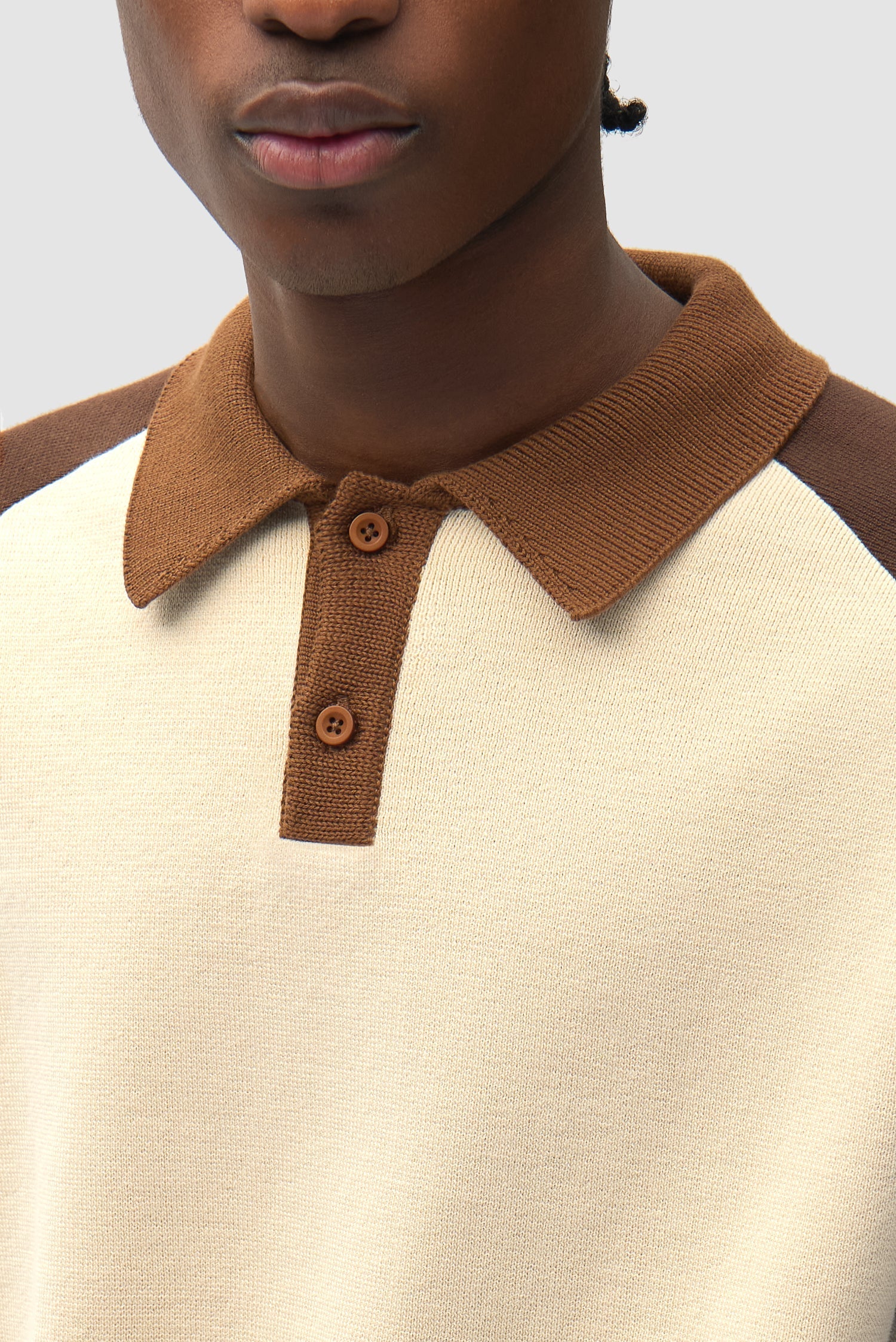 Polo en maille - Marron/Crème