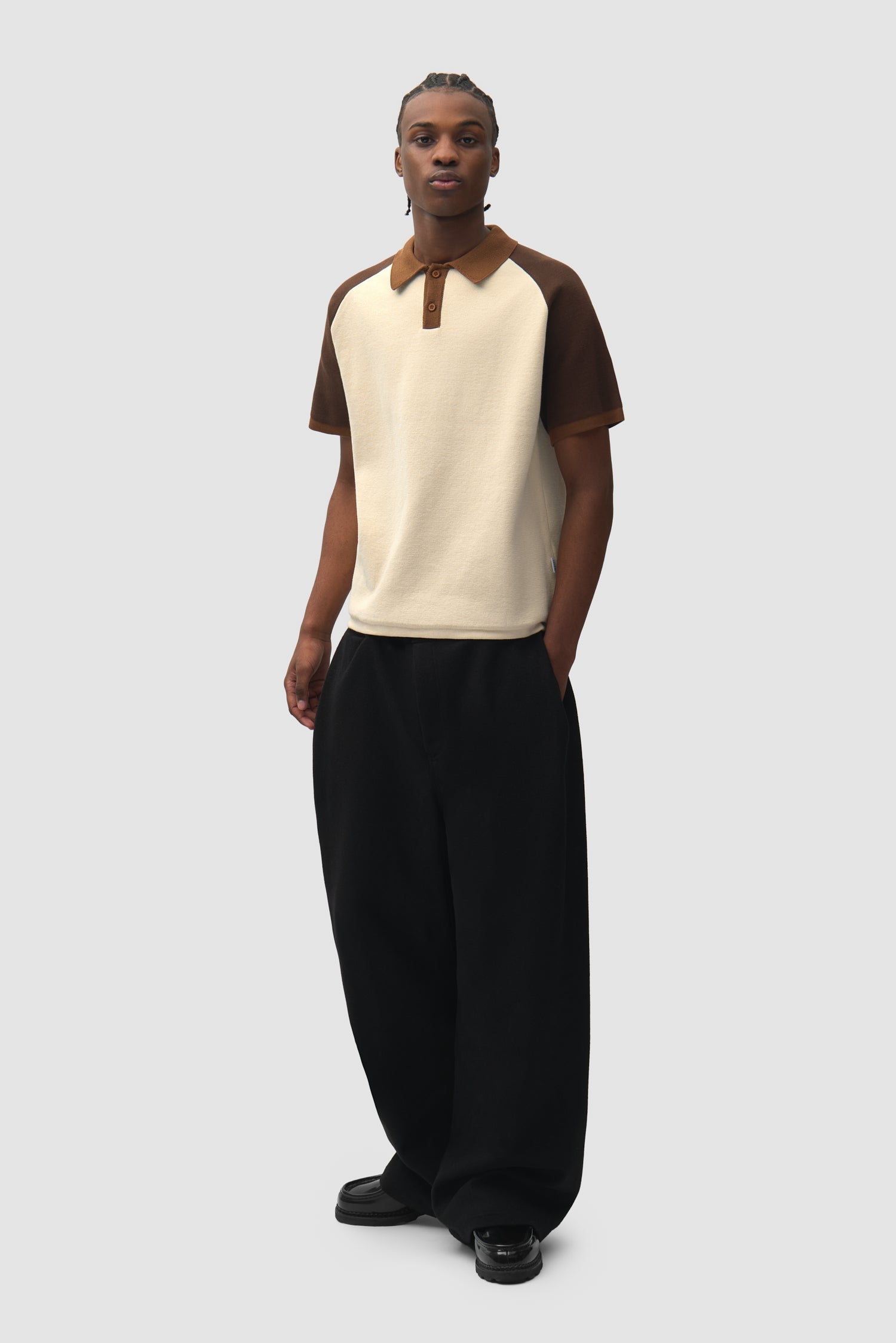 Pantalon de galerie plissé en laine - Noir