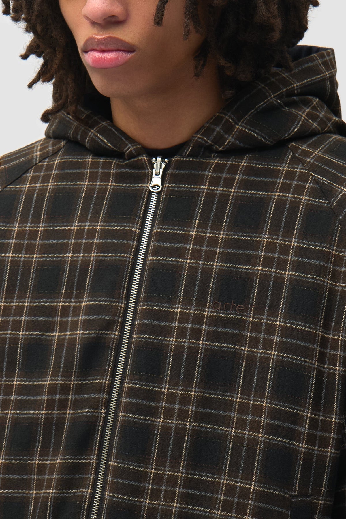 Veste réversible à capuche à carreaux - Noire