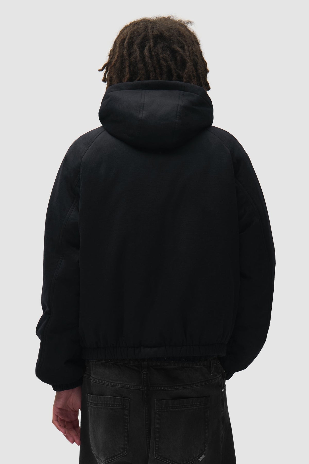 Veste réversible à capuche à carreaux - Noire