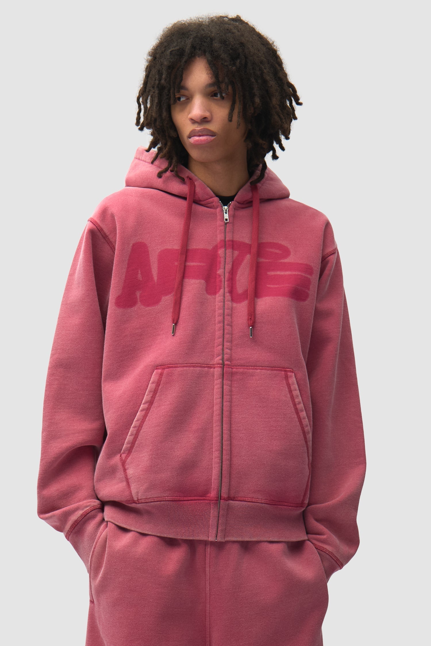 Sweat à capuche zippé « Stencil Sunfade » - Rouge