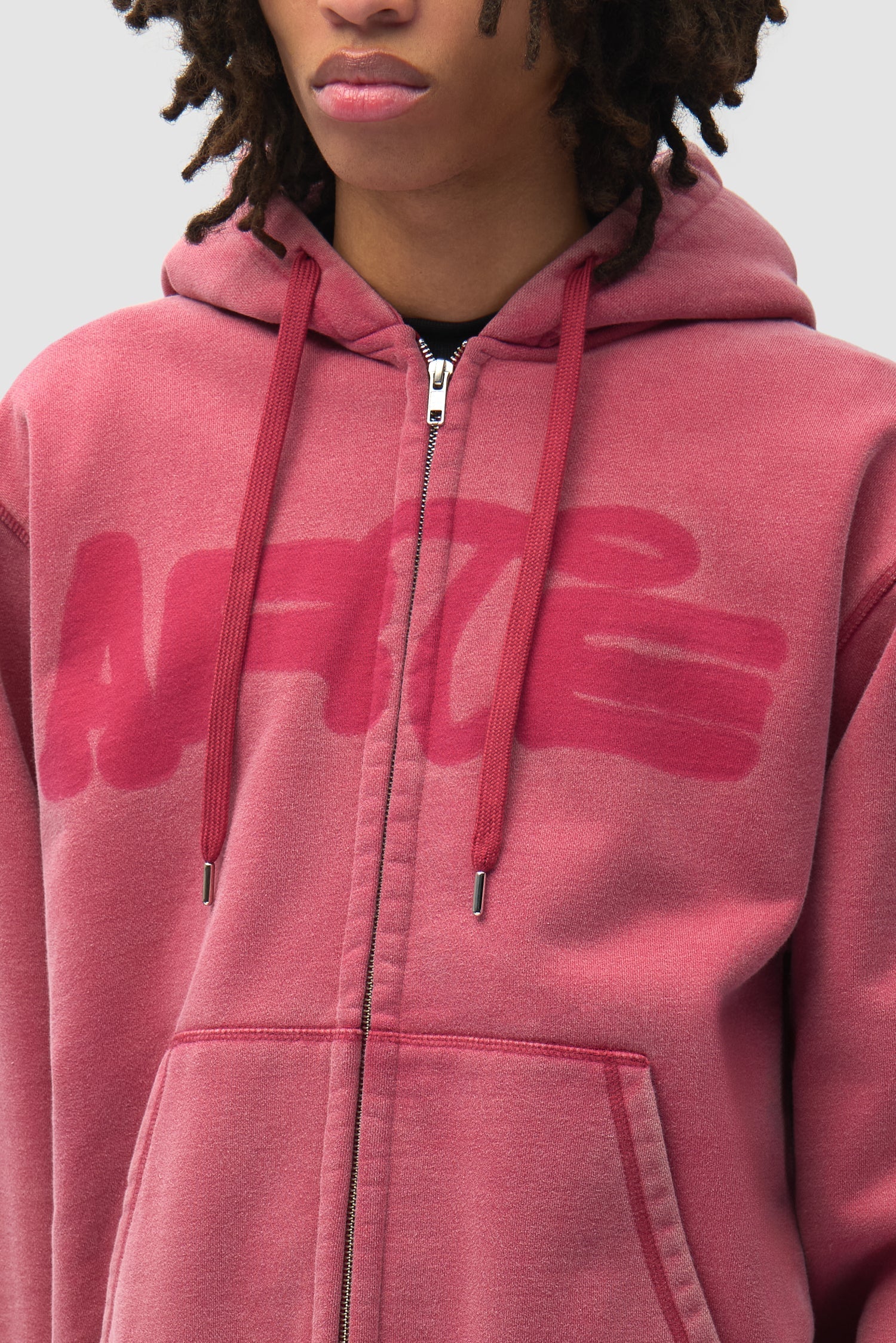 Sweat à capuche zippé « Stencil Sunfade » - Rouge