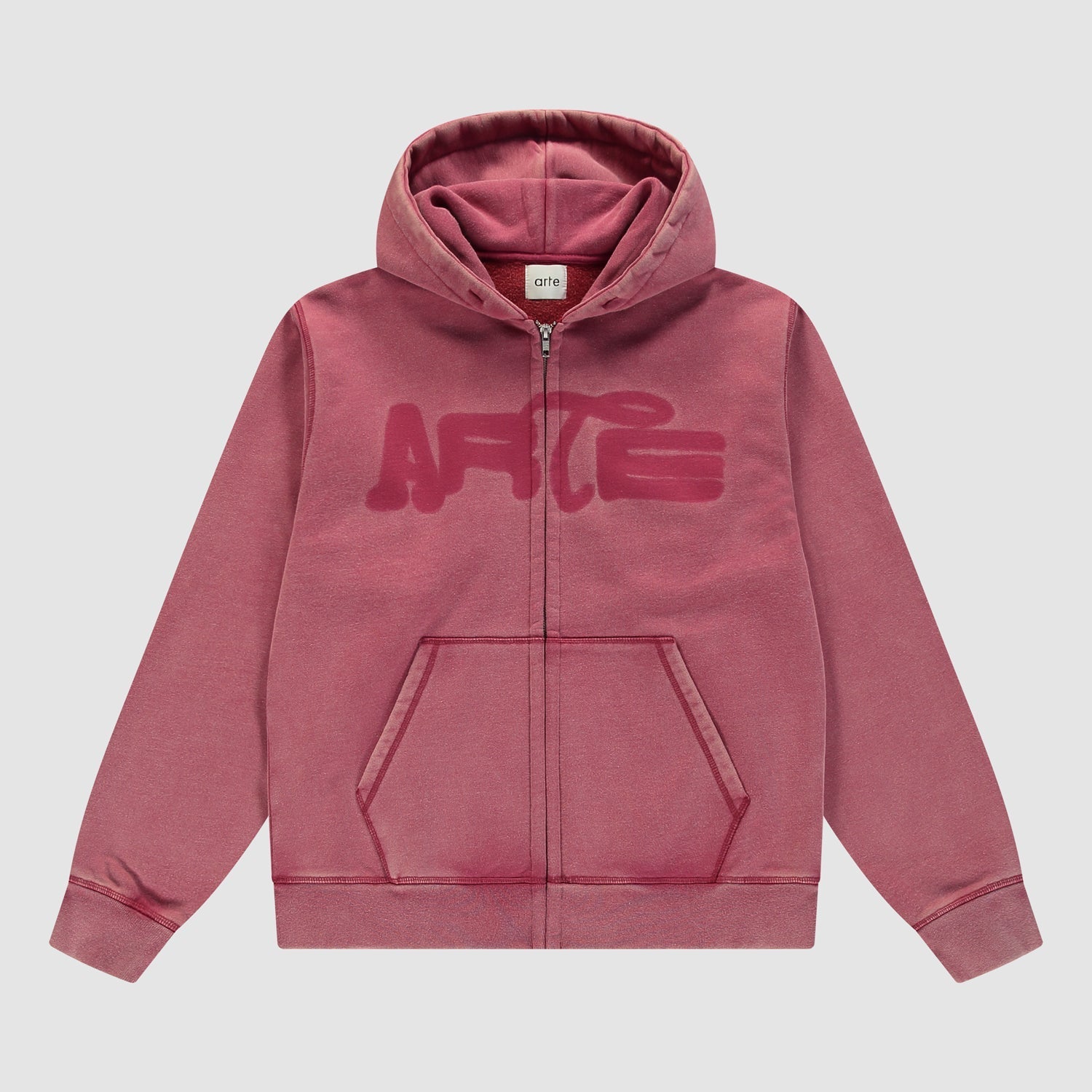 Sweat à capuche zippé « Stencil Sunfade » - Rouge