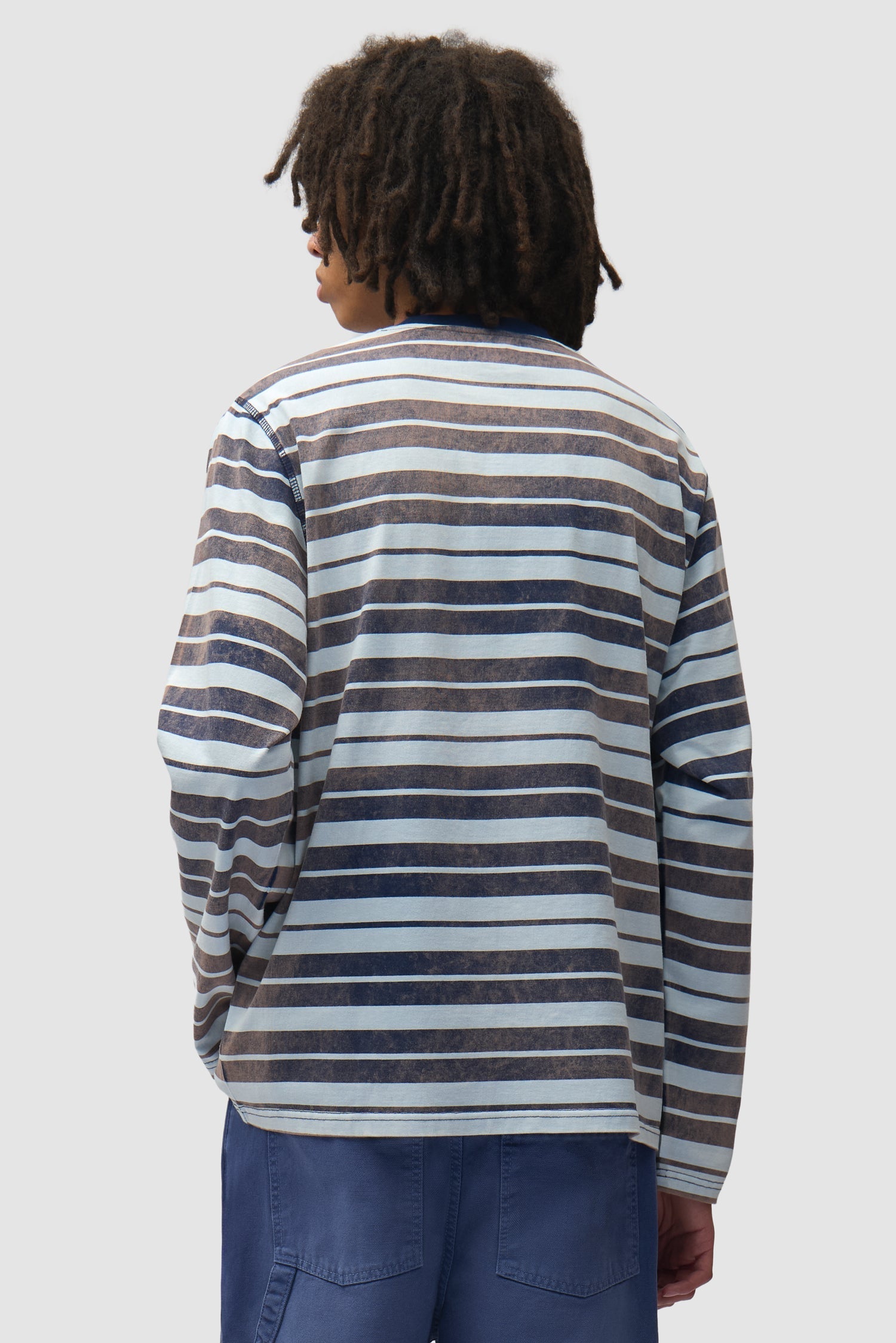 T-shirt à manches longues rayé Sunfade - Bleu marine/Bleu clair