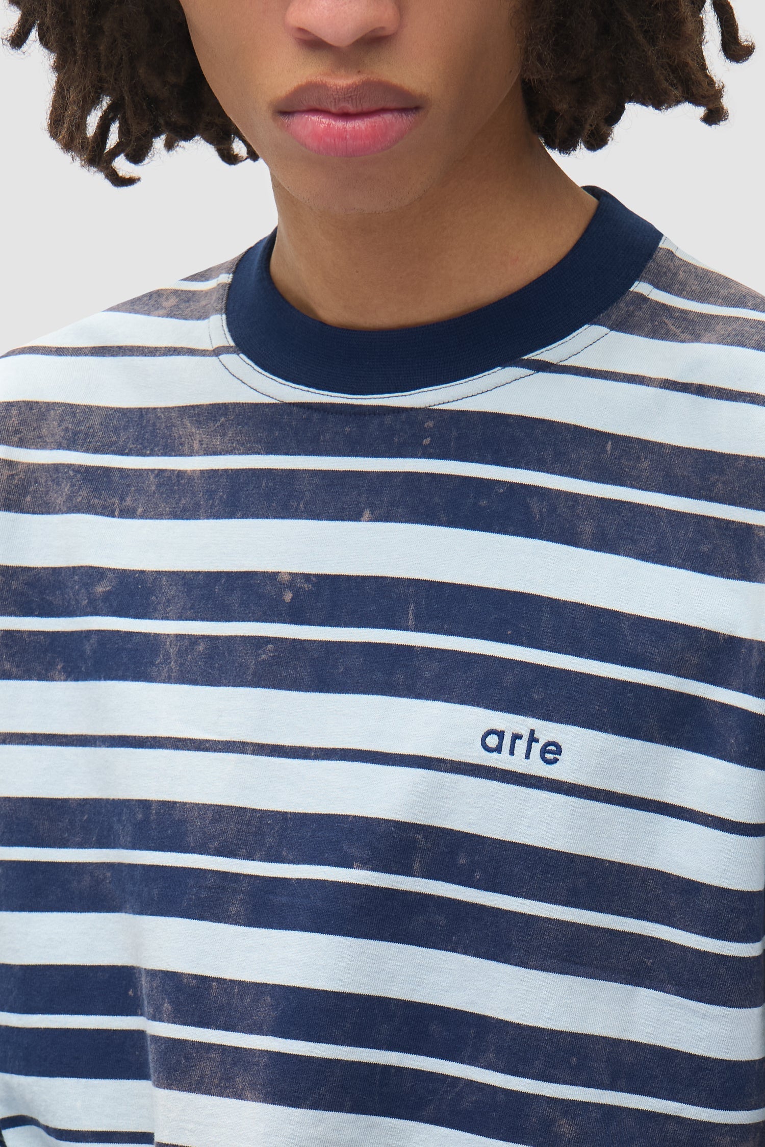 T-shirt à manches longues rayé Sunfade - Bleu marine/Bleu clair