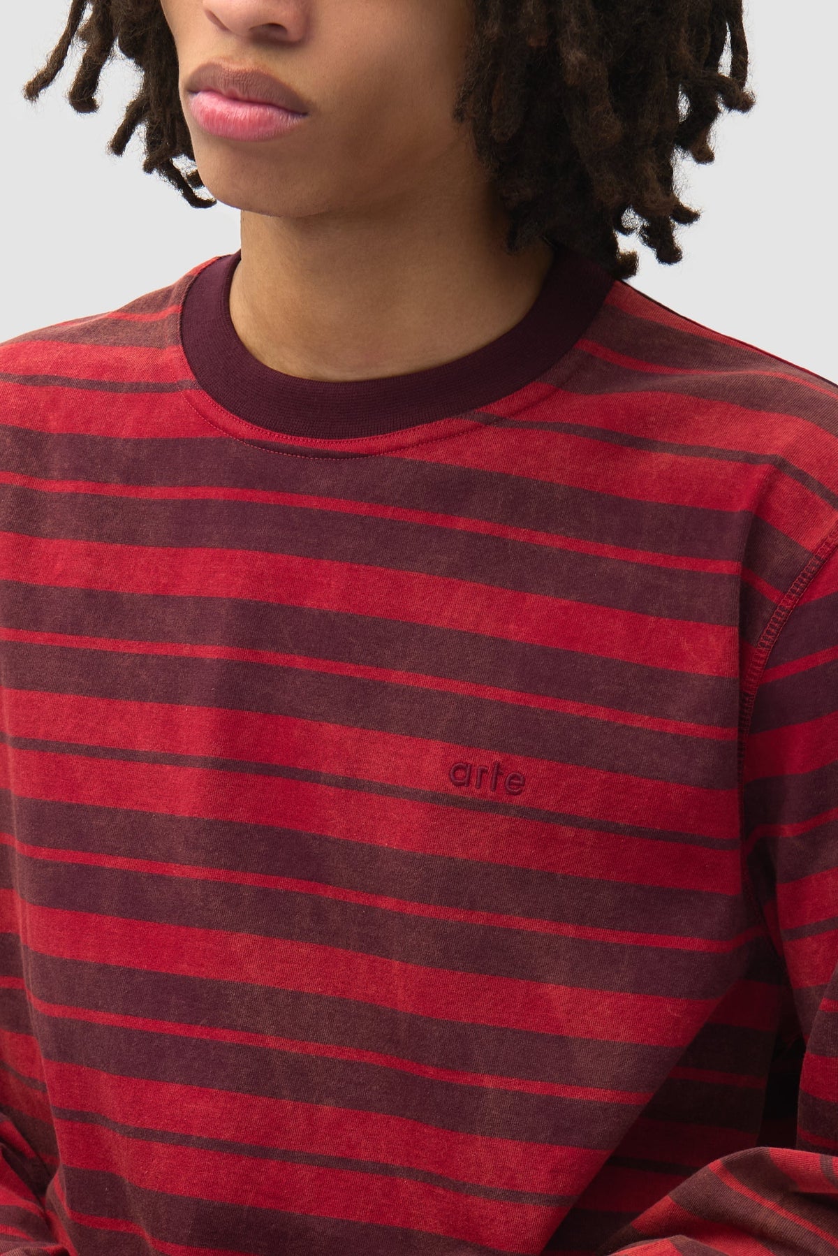 T-shirt à manches longues rayé Sunfade - Rouge/Bordeaux