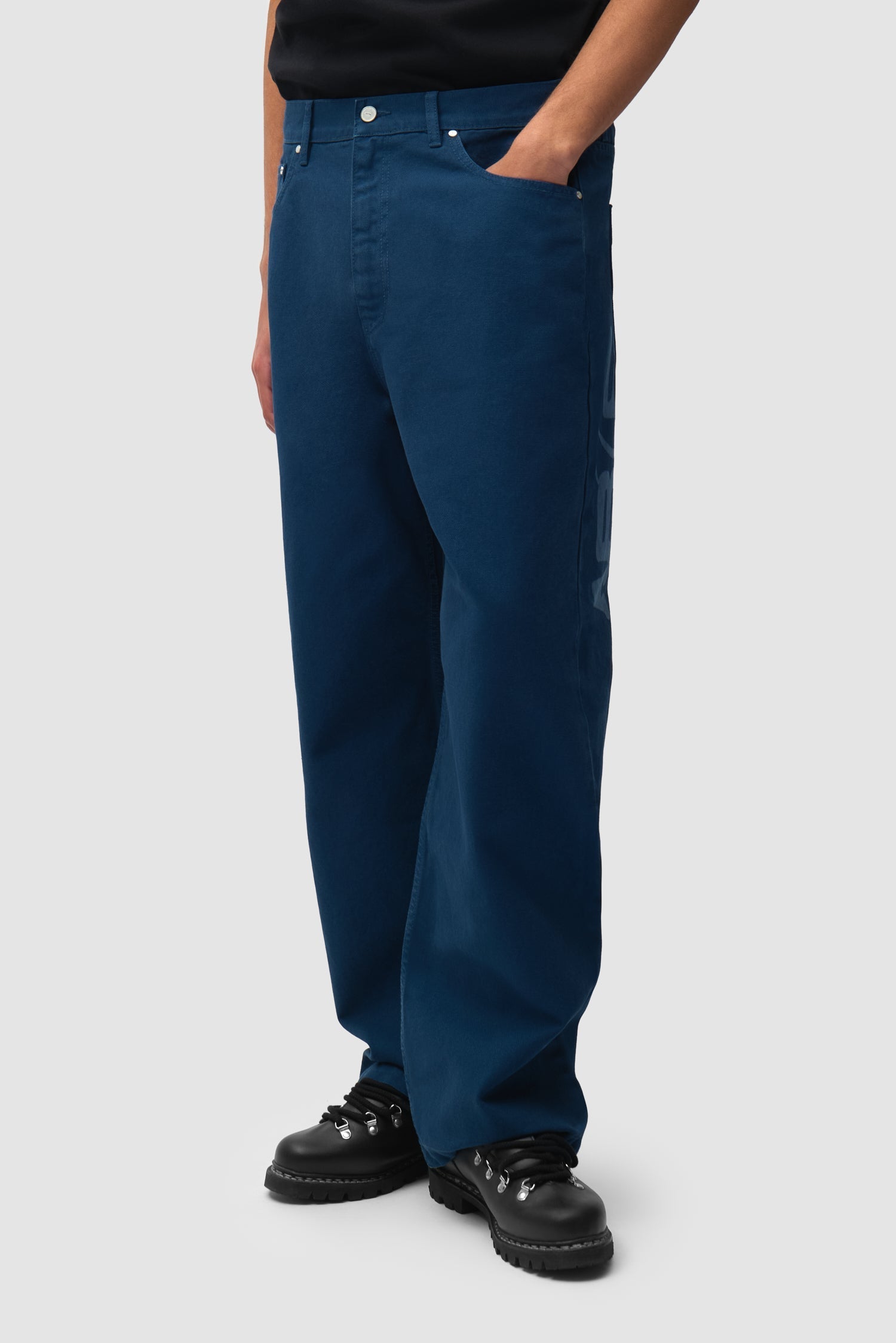 Pantalon en jean à motif sérigraphié - Bleu marine
