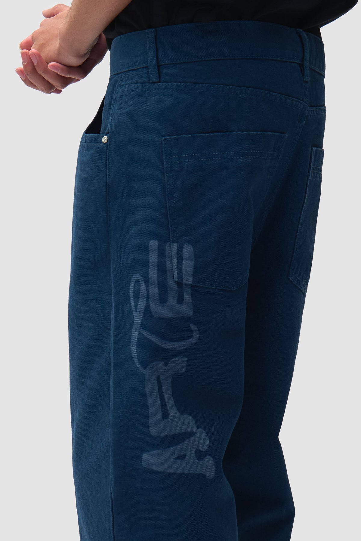 Pantalon en jean à motif sérigraphié - Bleu marine