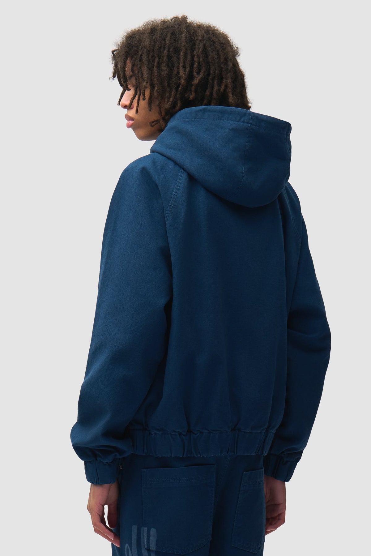 Veste à capuche en toile imprimée au pochoir - Bleu marine