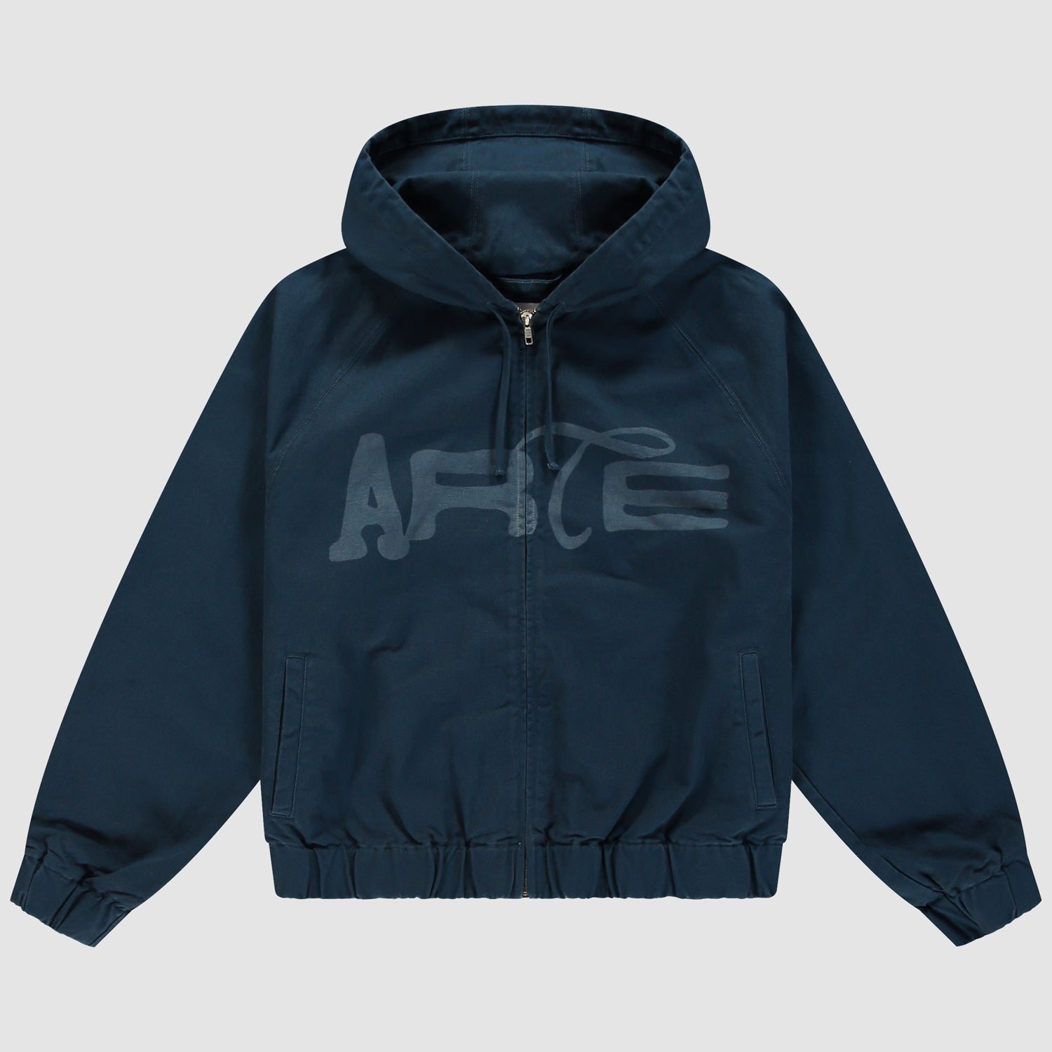 Veste à capuche en toile imprimée au pochoir - Bleu marine
