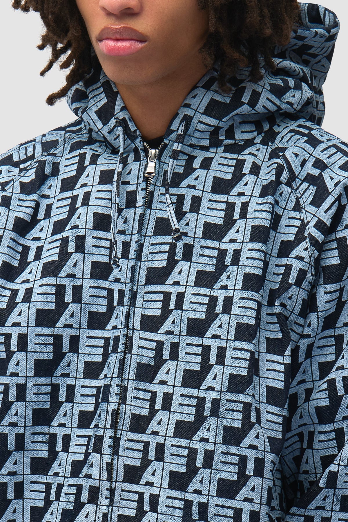 Veste en jean à carreaux sur toute la surface - Jean
