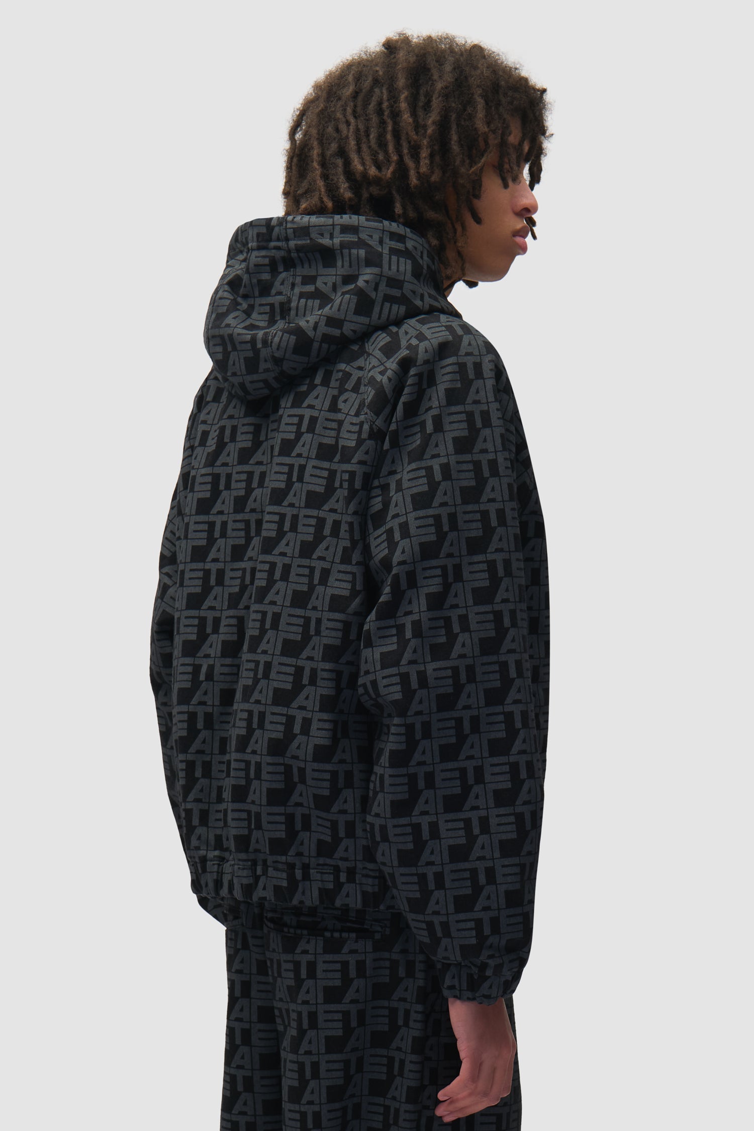Veste en jean à carreaux sur toute la surface - Jean noir