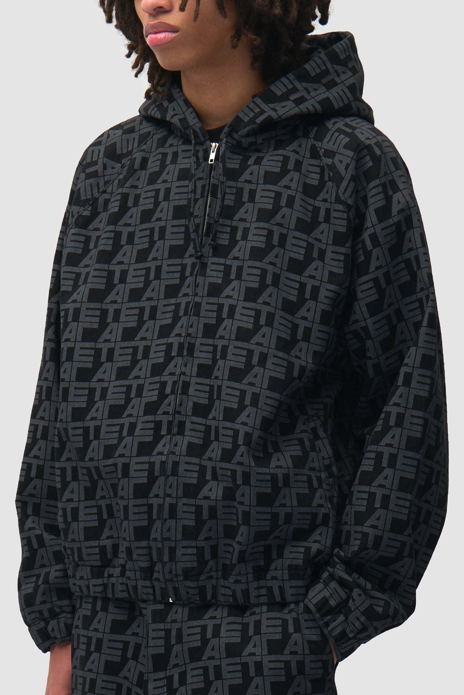 Veste en jean à carreaux sur toute la surface - Jean noir