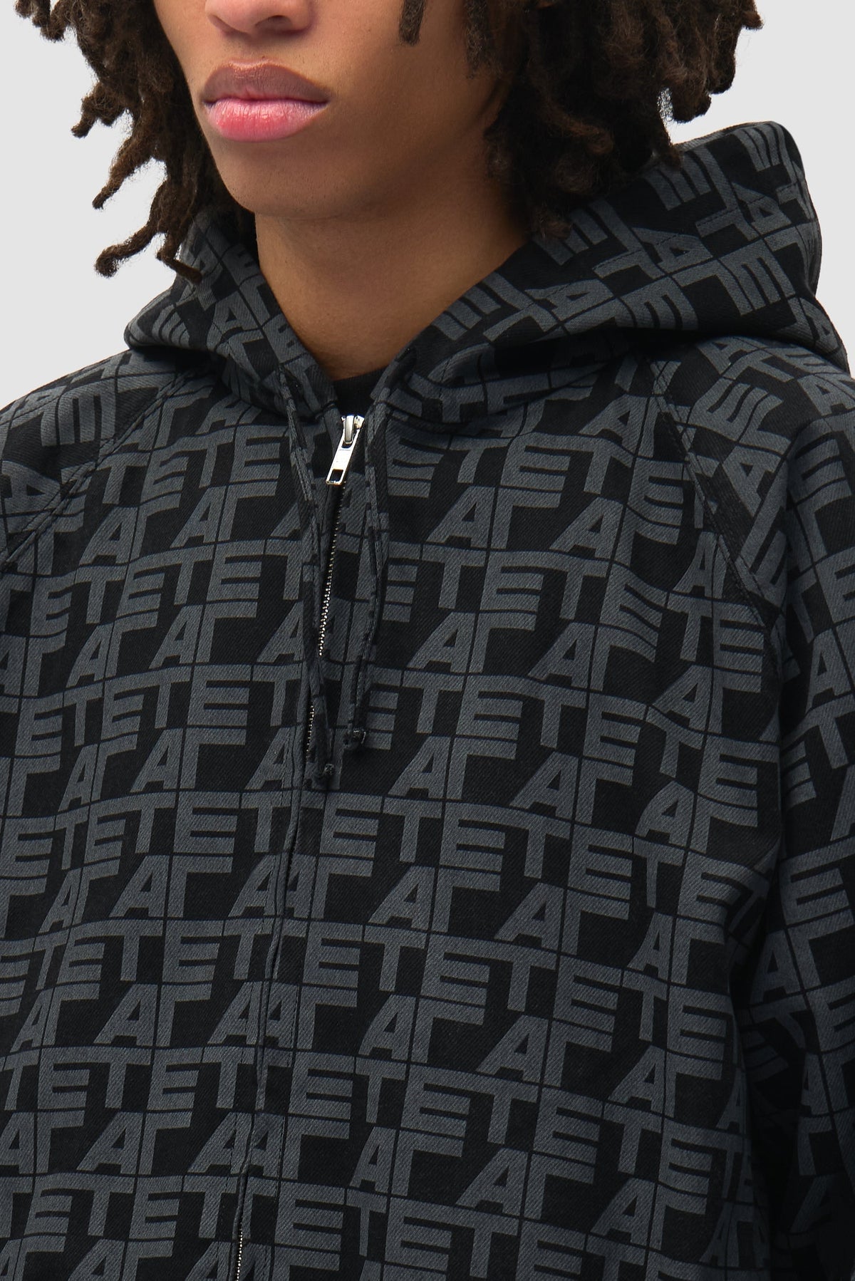 Veste en jean à carreaux sur toute la surface - Jean noir