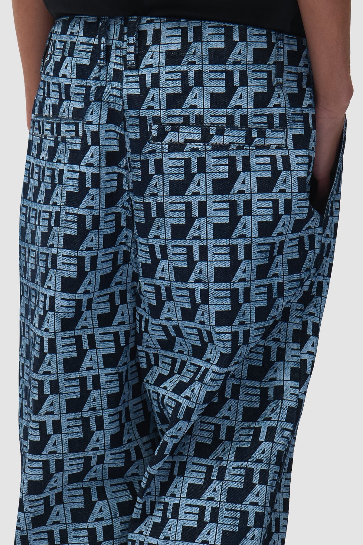 Pantalon à carreaux sur toute la surface - Denim