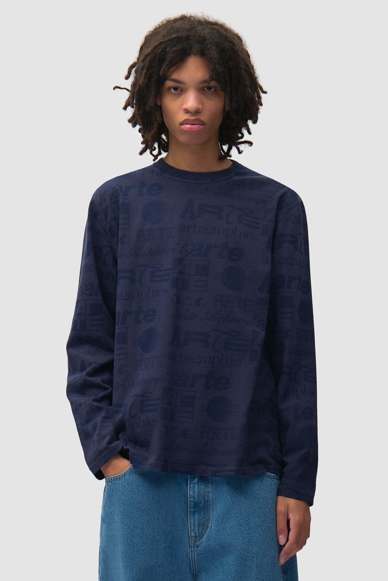 T-shirt à manches longues Polygraphic - Bleu marine/Noir