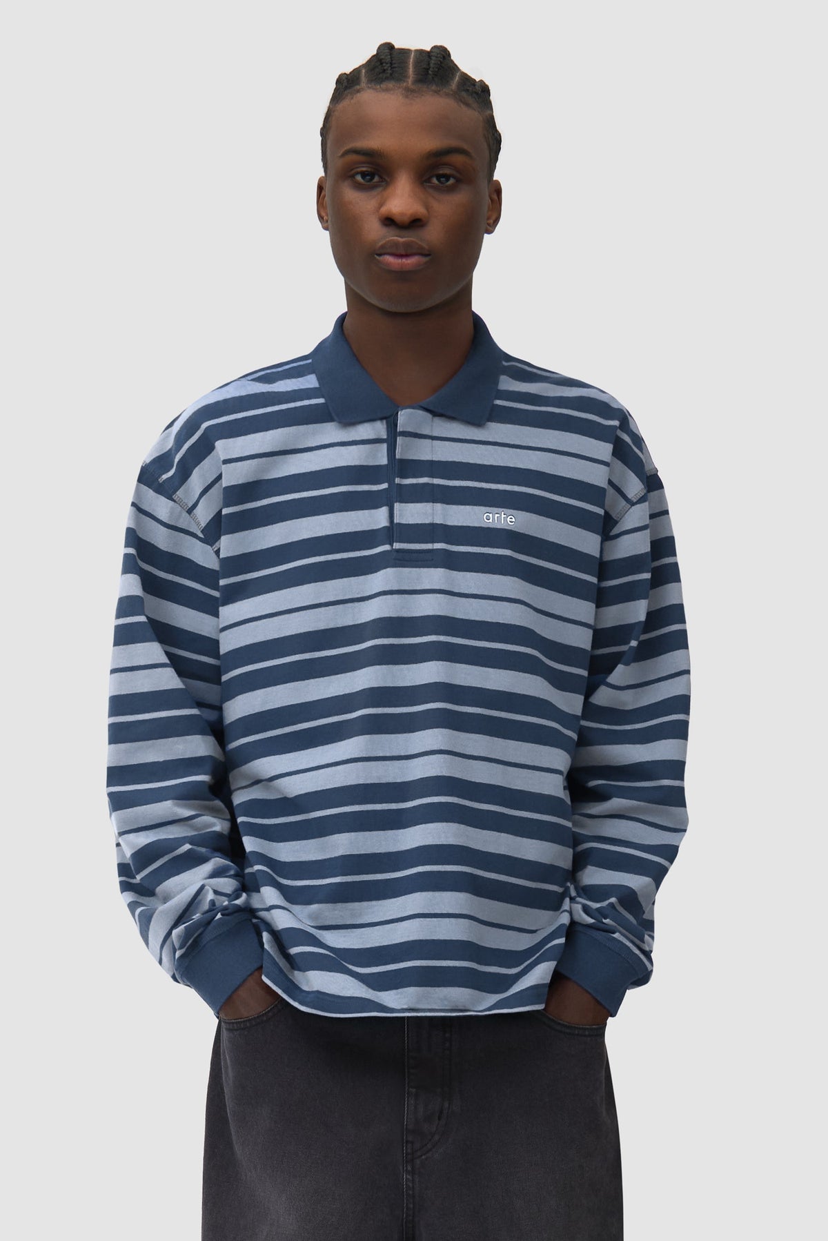 Polo rayé - Bleu marine/Bleu clair
