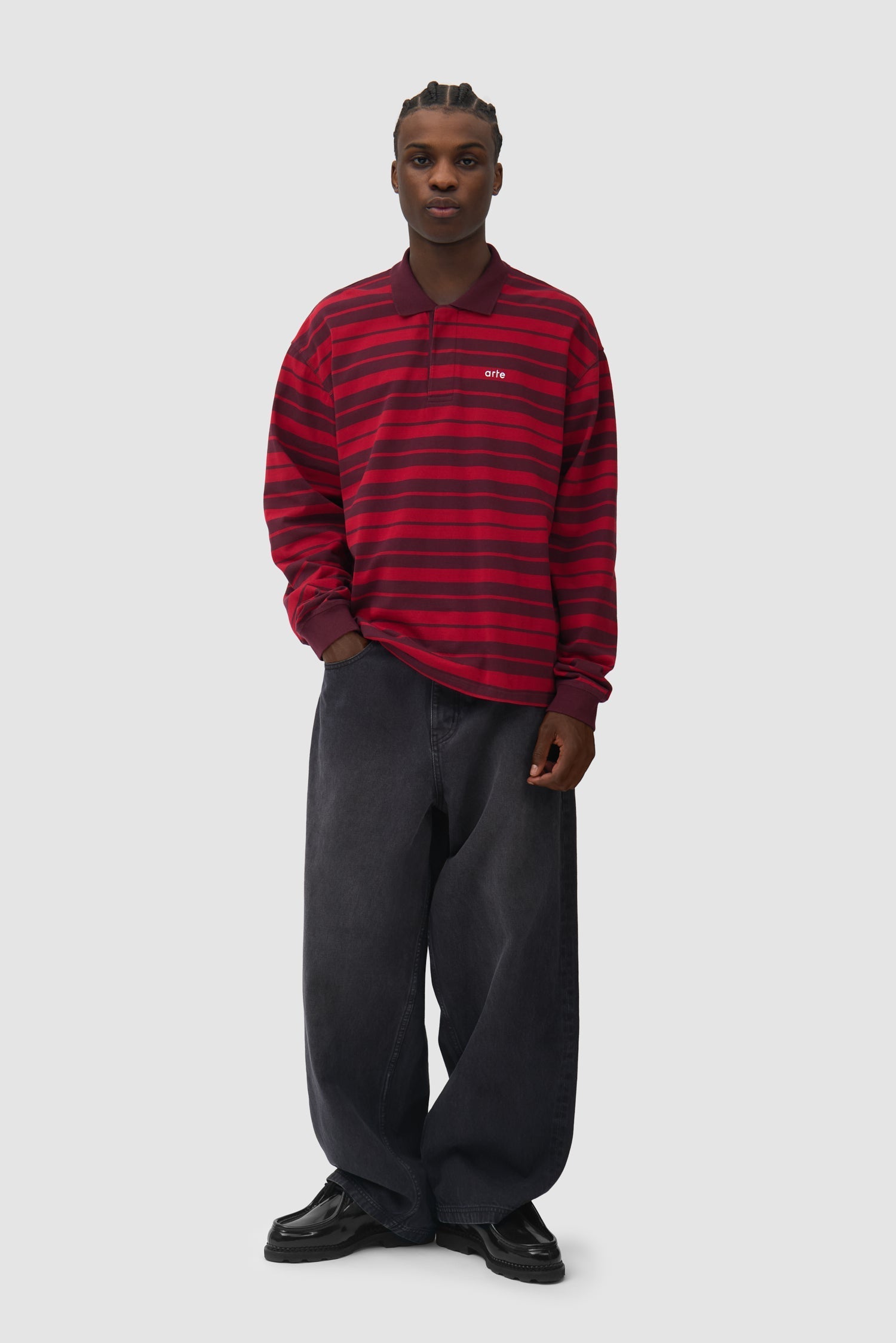 Polo rayé - Rouge/Bordeaux