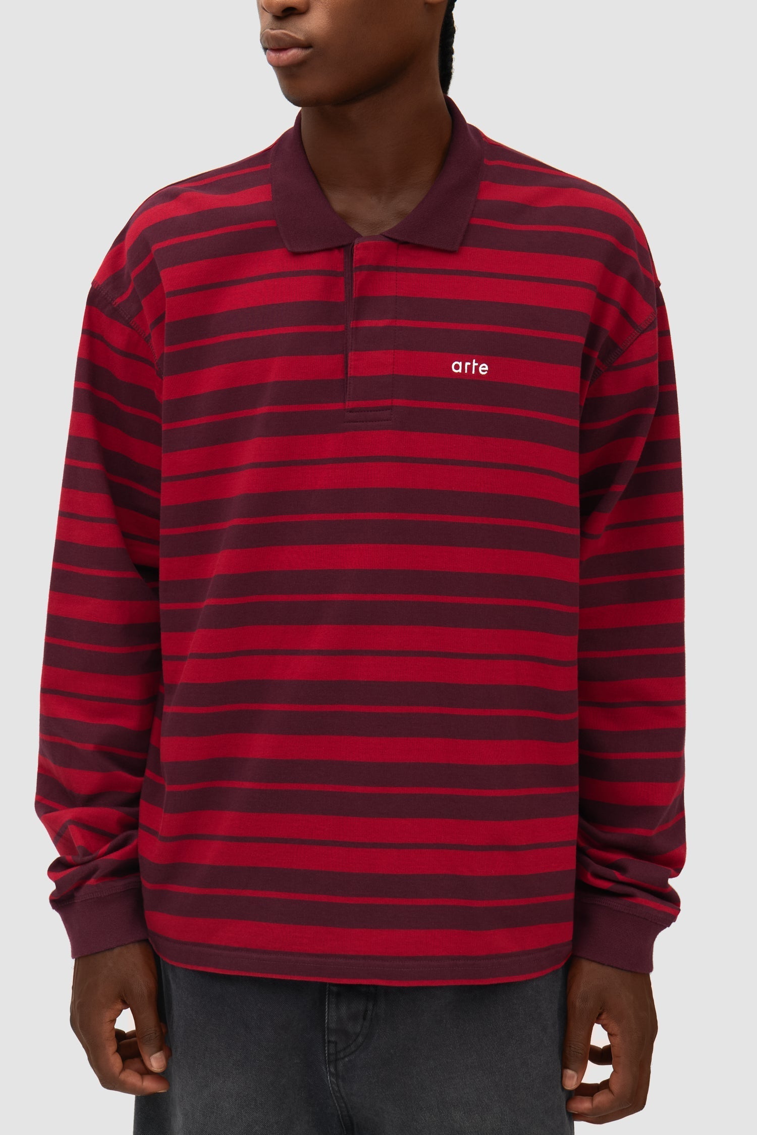 Polo rayé - Rouge/Bordeaux